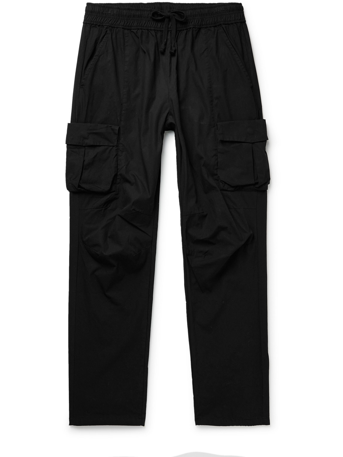 John Elliott Straight-leg Sateen Drawstring Cargo Trousers In Black