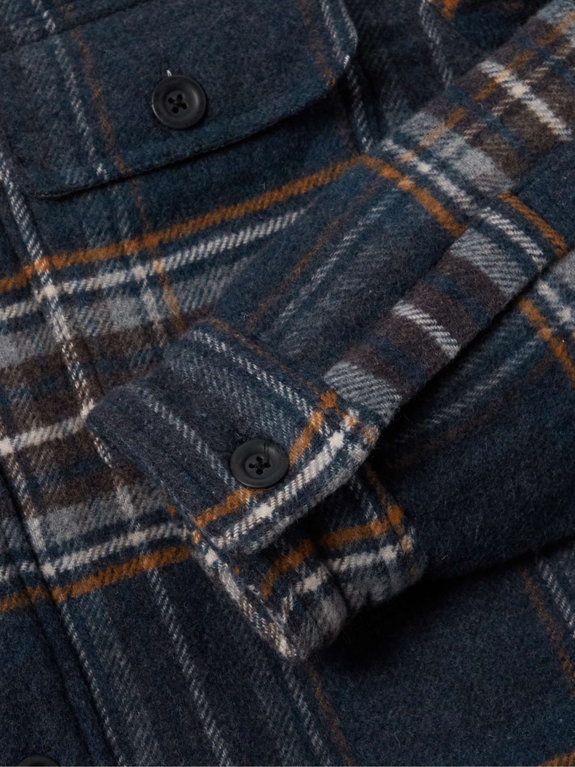 FAHERTY FleeceLined Checked Cotton and WoolBlend Shirt Jacket for Men
