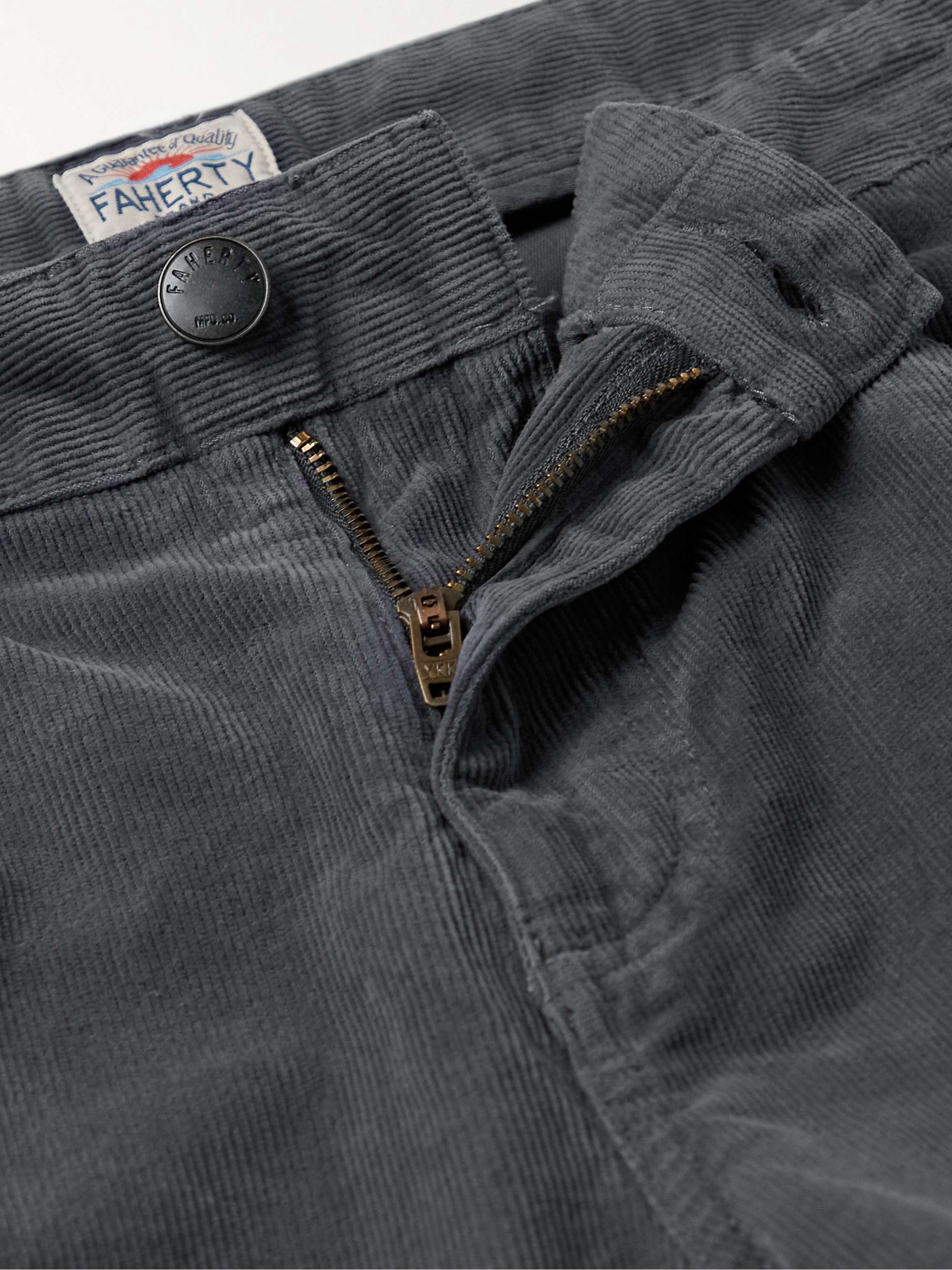 FAHERTY Slim-Fit Cotton-Blend Corduroy Trousers