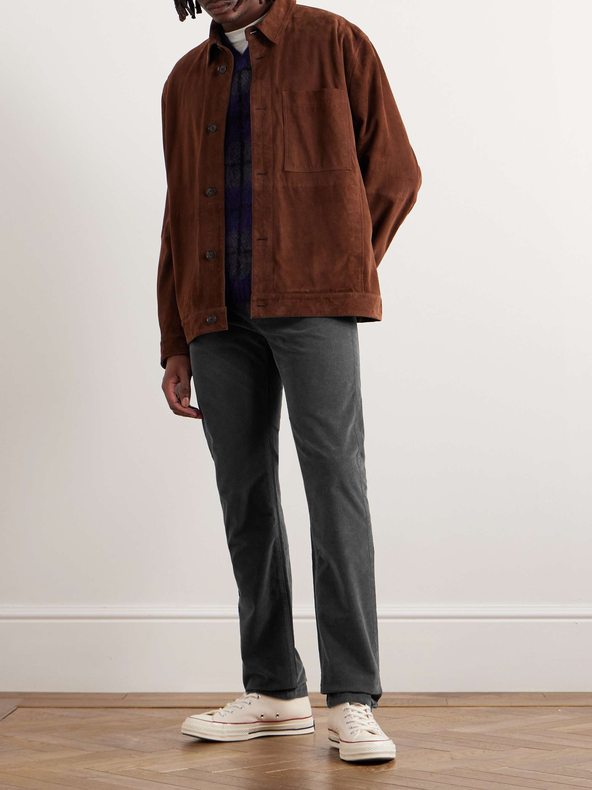 FAHERTY Slim-Fit Cotton-Blend Corduroy Trousers