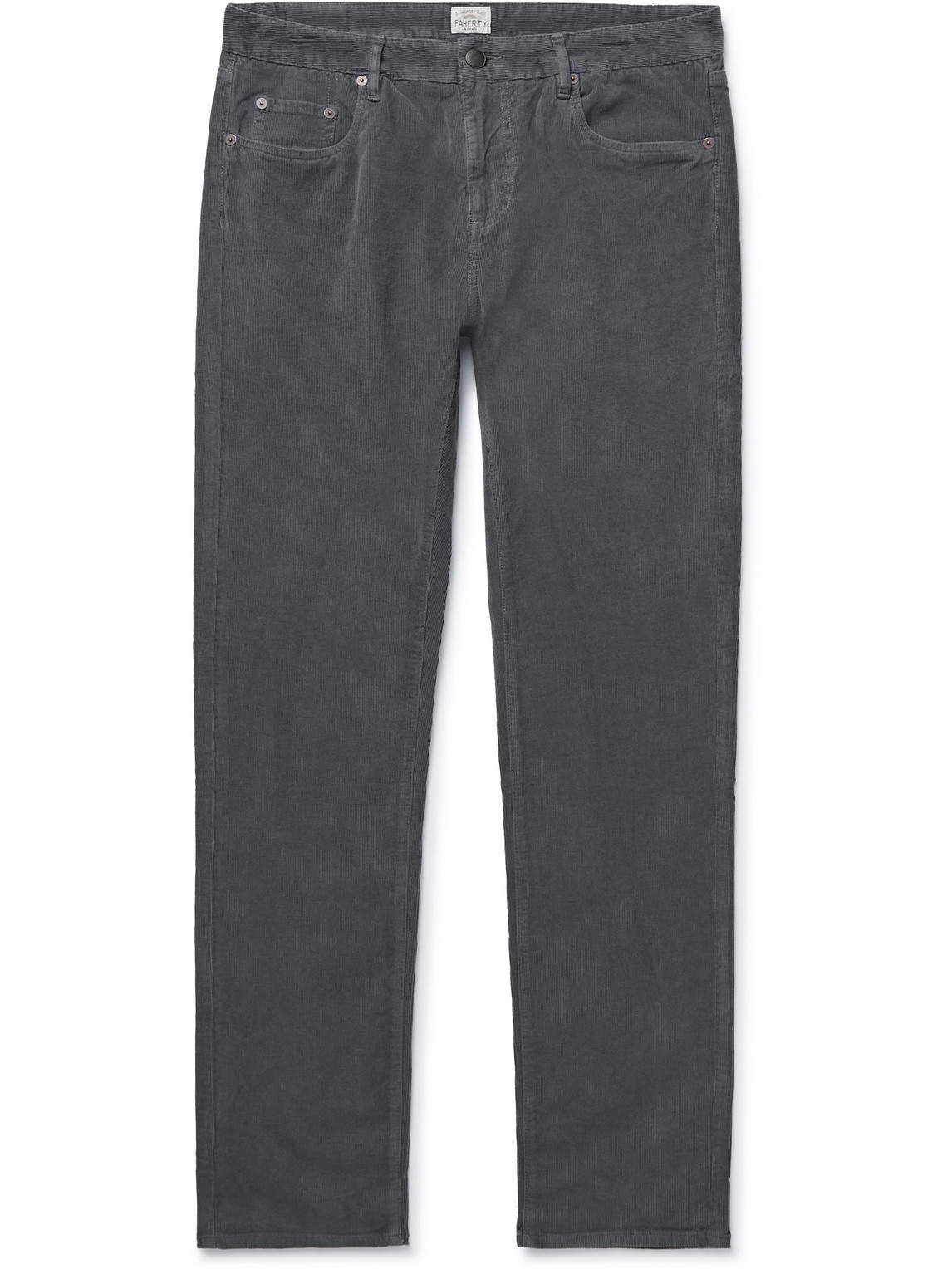 Faherty Slim-fit Cotton-blend Corduroy Trousers In Grey