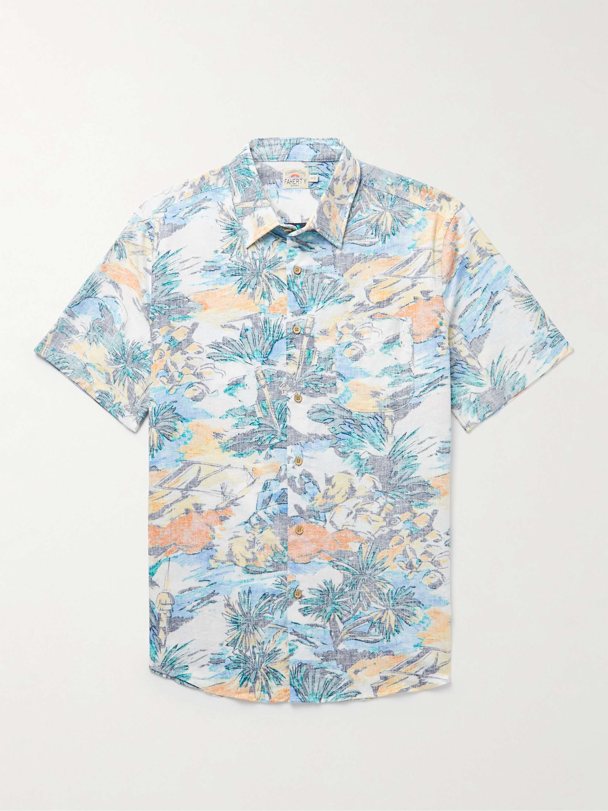 FAHERTY Breeze Printed Hemp-Blend Shirt