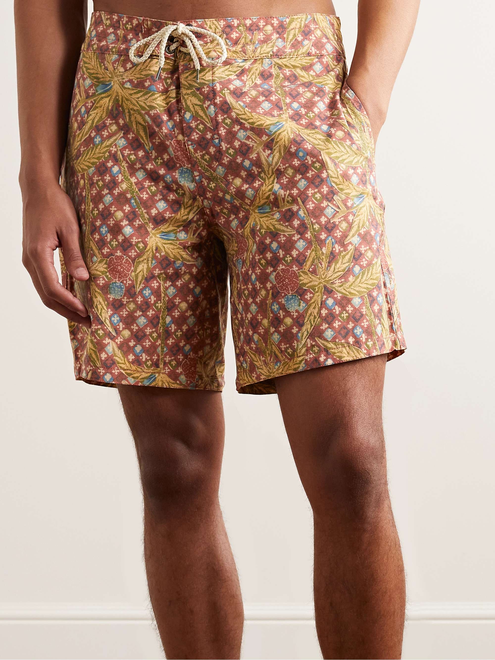 FAHERTY Long-Length Printed Recycled Swim Shorts for Men