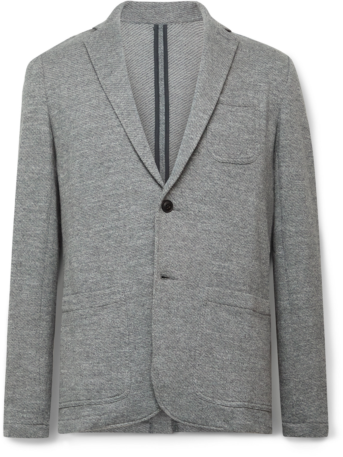 Shop Faherty Inlet Slim-fit Organic Cotton-blend Blazer In Gray