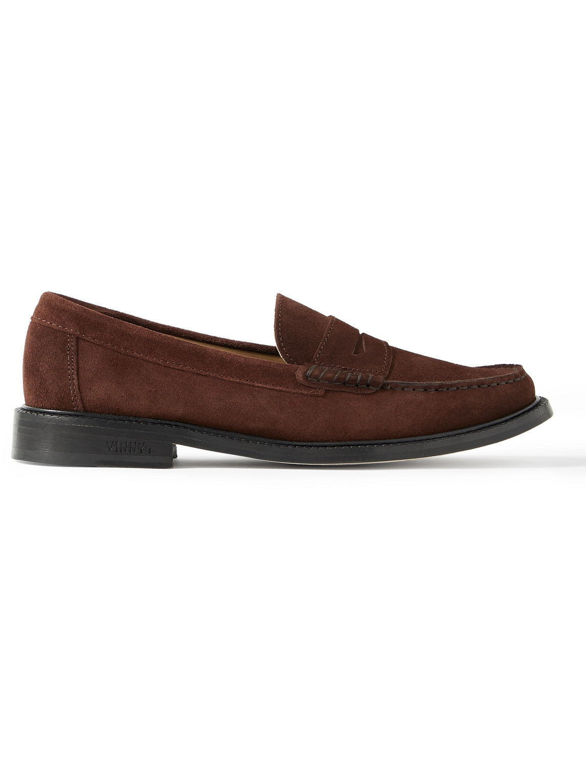 Vinny's Yardee Suede Penny Loafers In Brown