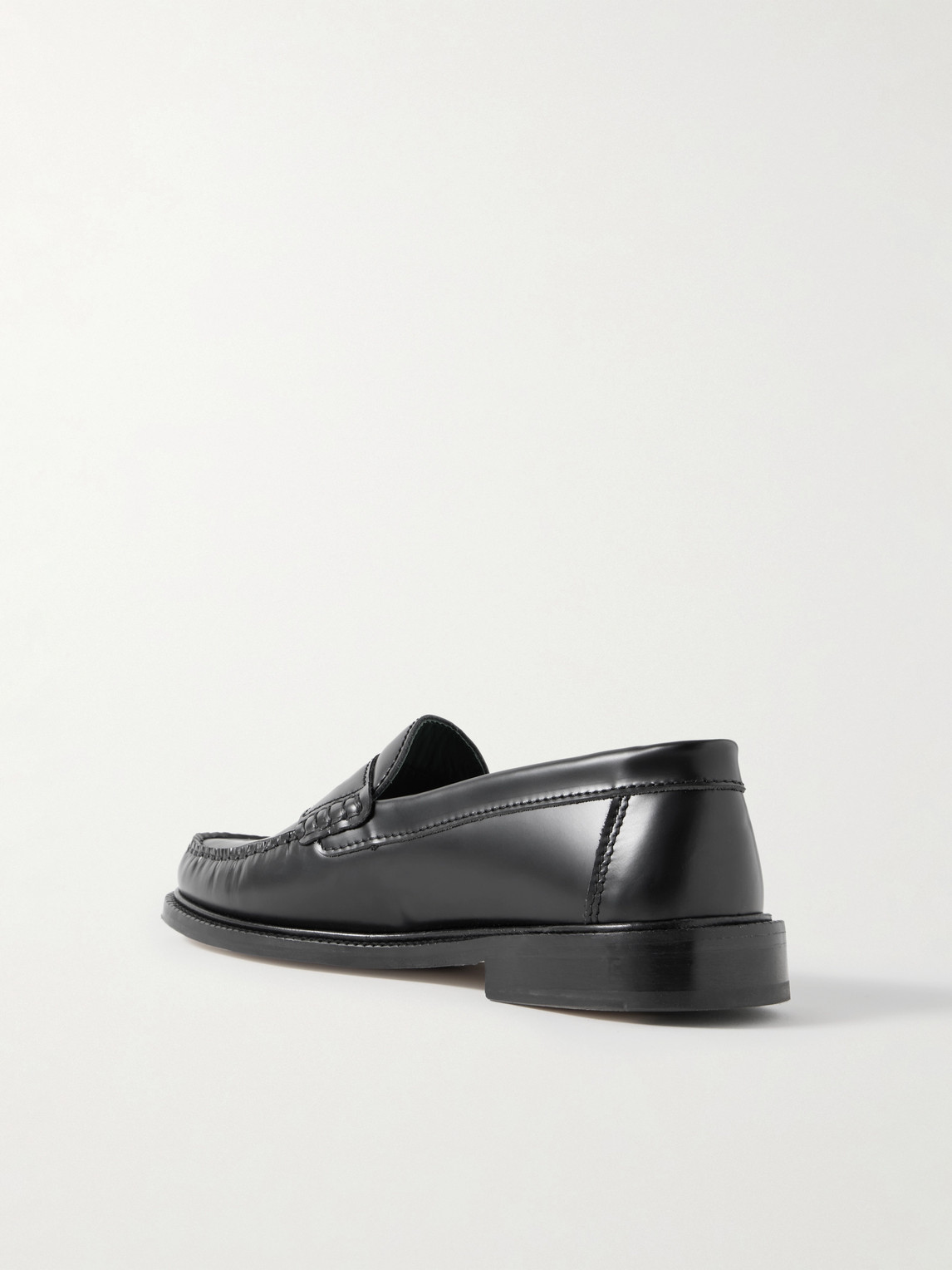 Shop Vinny's Yardee Leather Penny Loafers In Black