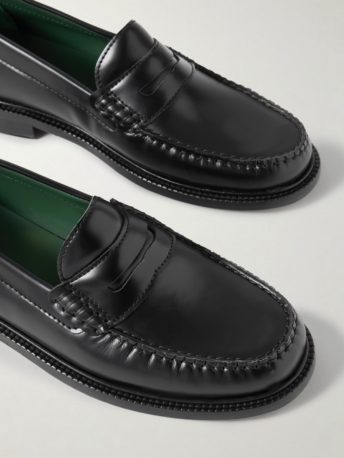 Shop Vinny's Yardee Leather Penny Loafers In Black