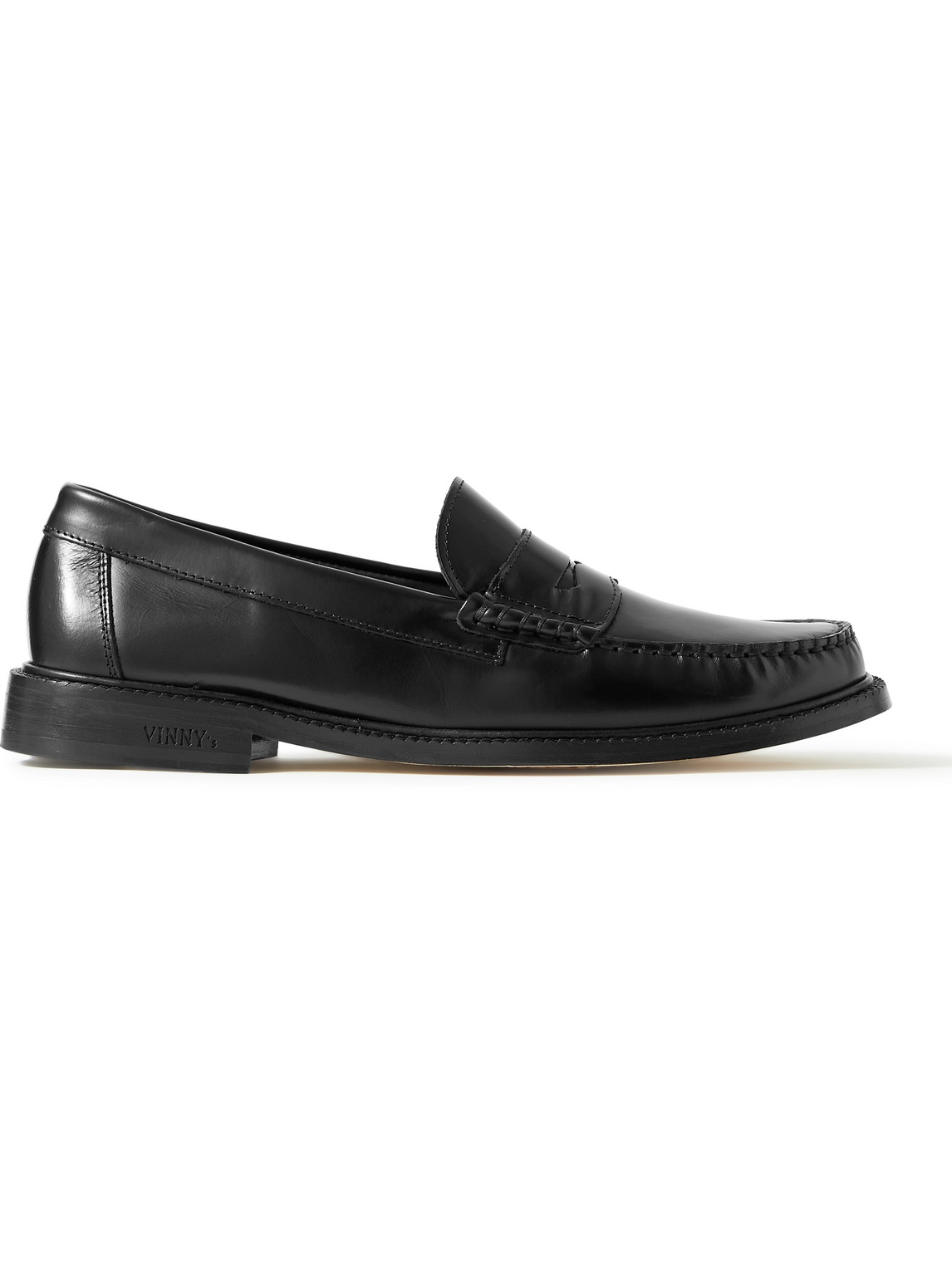 Vinny's Yardee Leather Penny Loafers In Black
