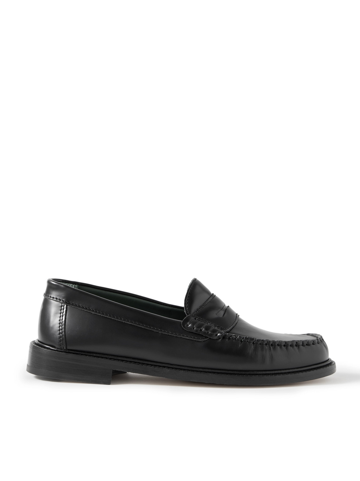 Vinny's Yardee Leather Penny Loafers In Black