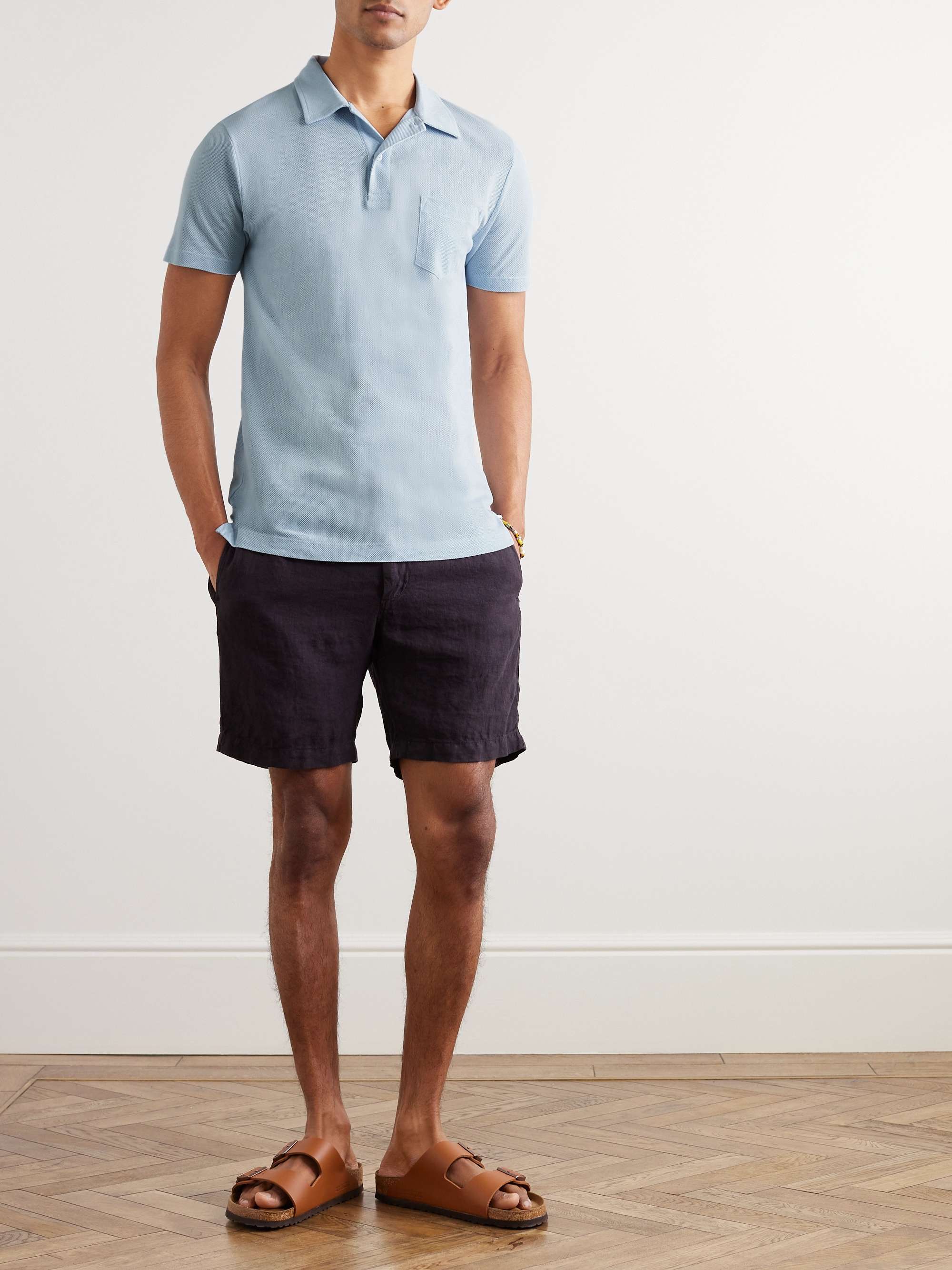 SUNSPEL Riviera Slim-Fit Cotton-Mesh Polo Shirt
