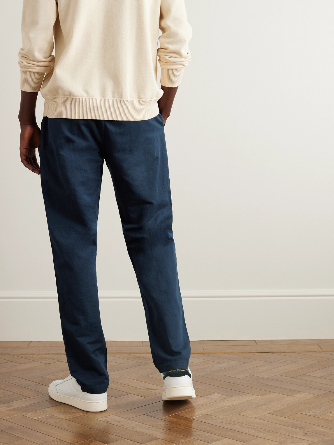 Straight-Leg Cotton And Linen-Blend Drawstring Trousers