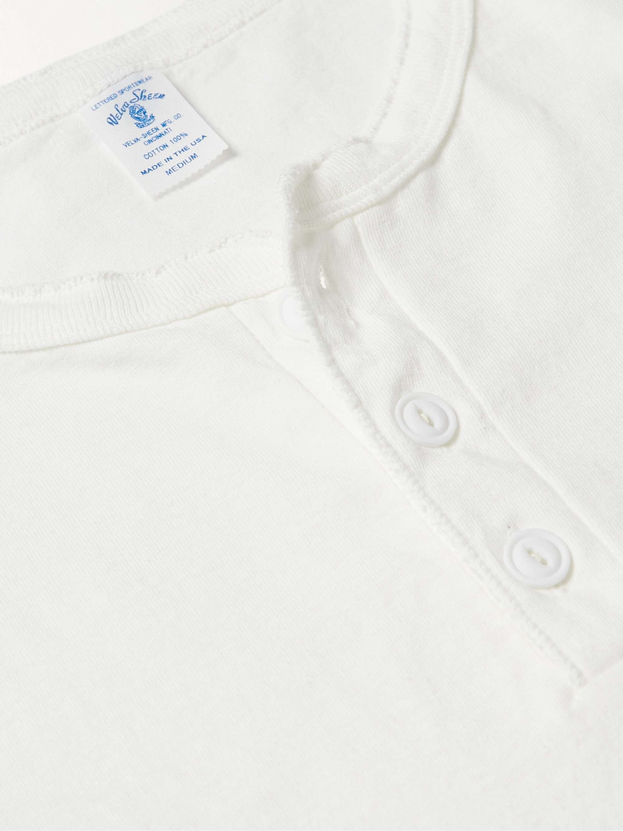 VELVA SHEEN Slim-Fit Mélange Cotton-Blend Henley T-Shirt