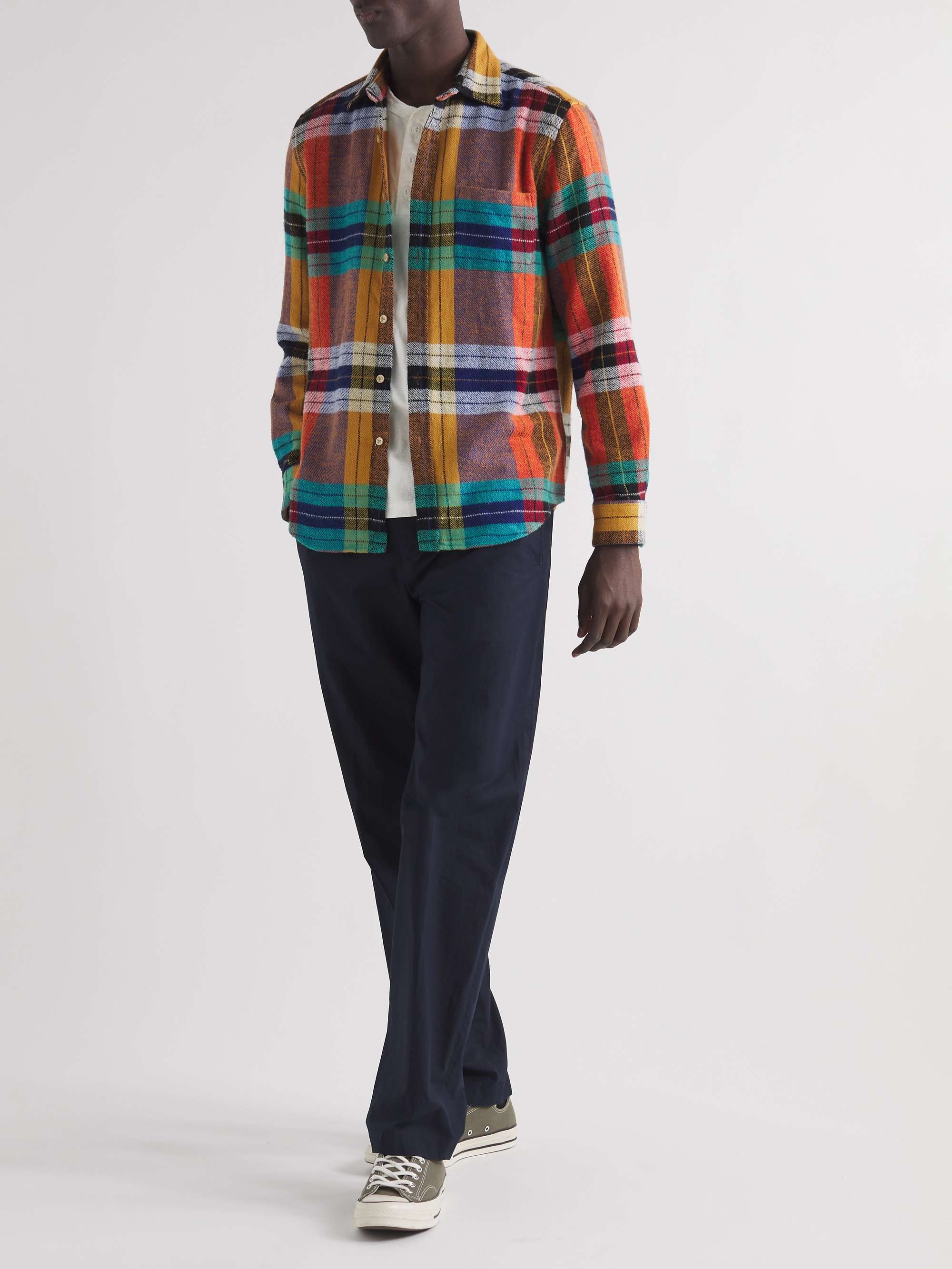 VELVA SHEEN Slim-Fit Mélange Cotton-Blend Henley T-Shirt