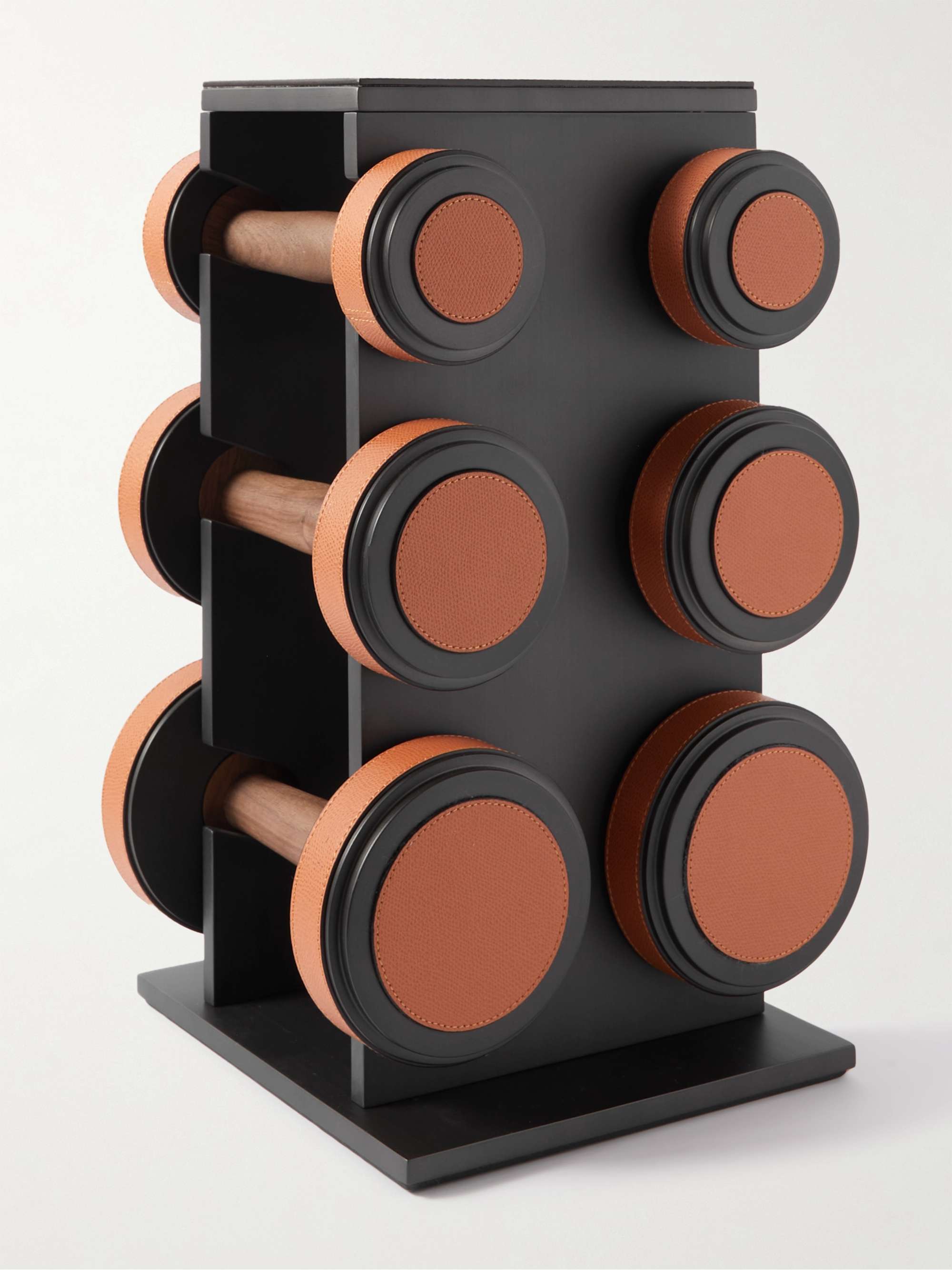 GIOBAGNARA Magnus No.2 Metal, Pebble-Grain Leather and Wood Weights Set