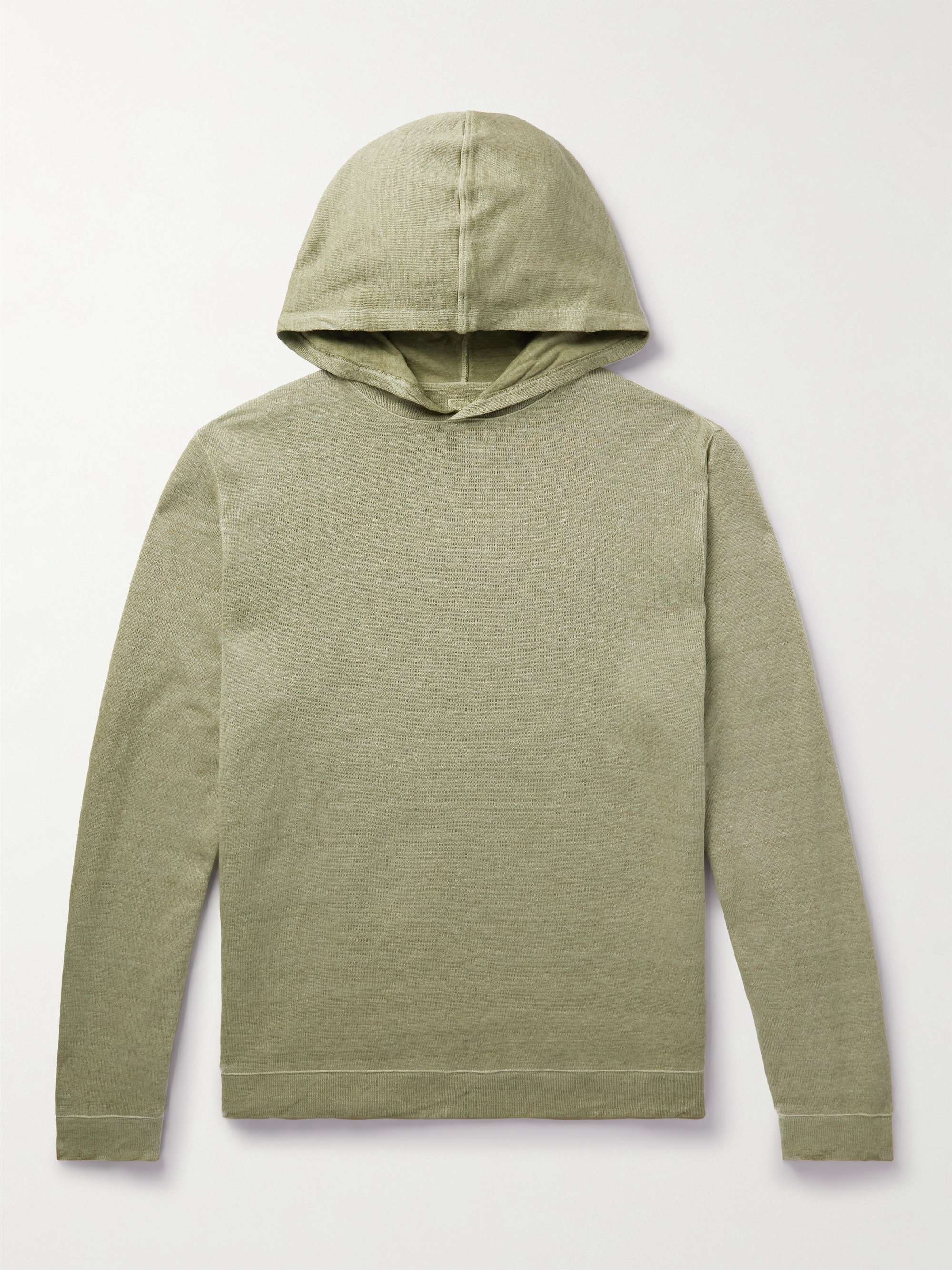 Stretch-Linen and Cotton-Blend Hoodie