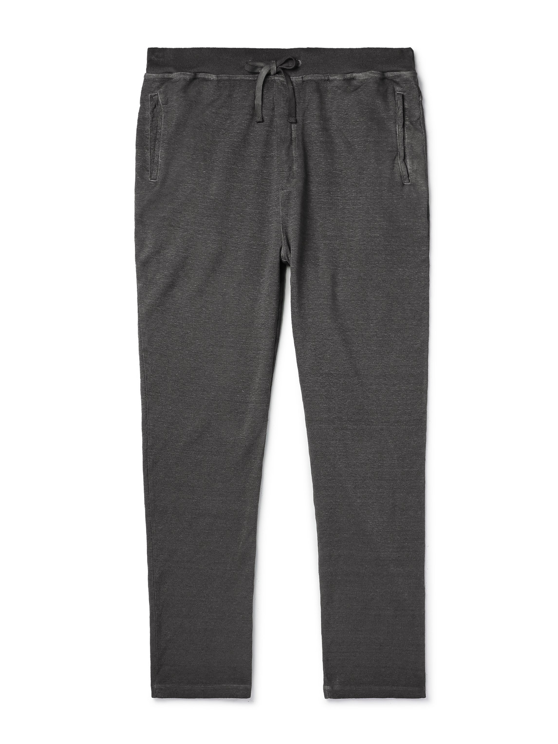 120% Straight-leg Stretch Linen And Cotton-blend Sweatpants In Gray