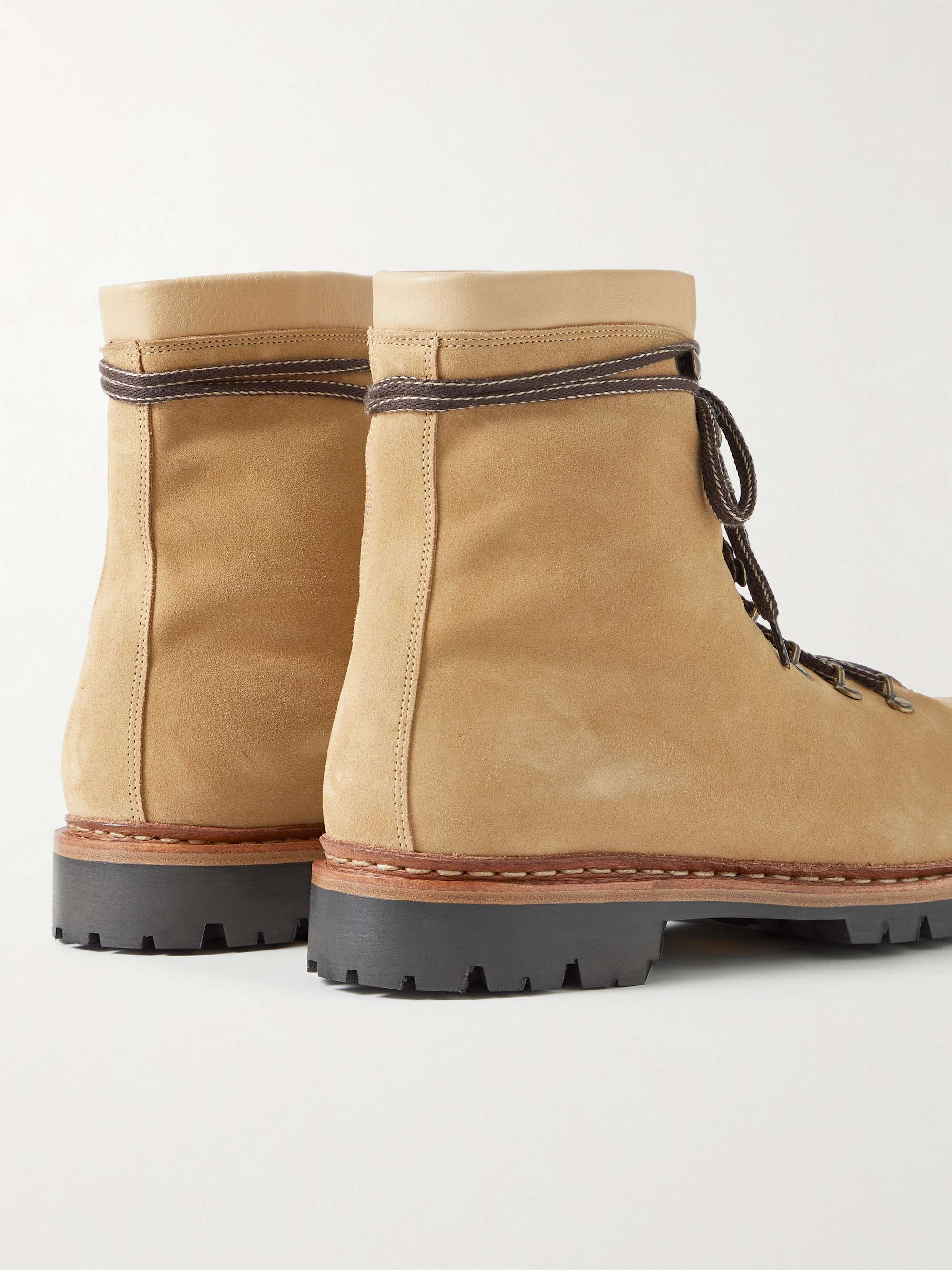GEORGE CLEVERLEY Ernest Shearling-Lined Cross-Grain Leather Lace-Up Boots