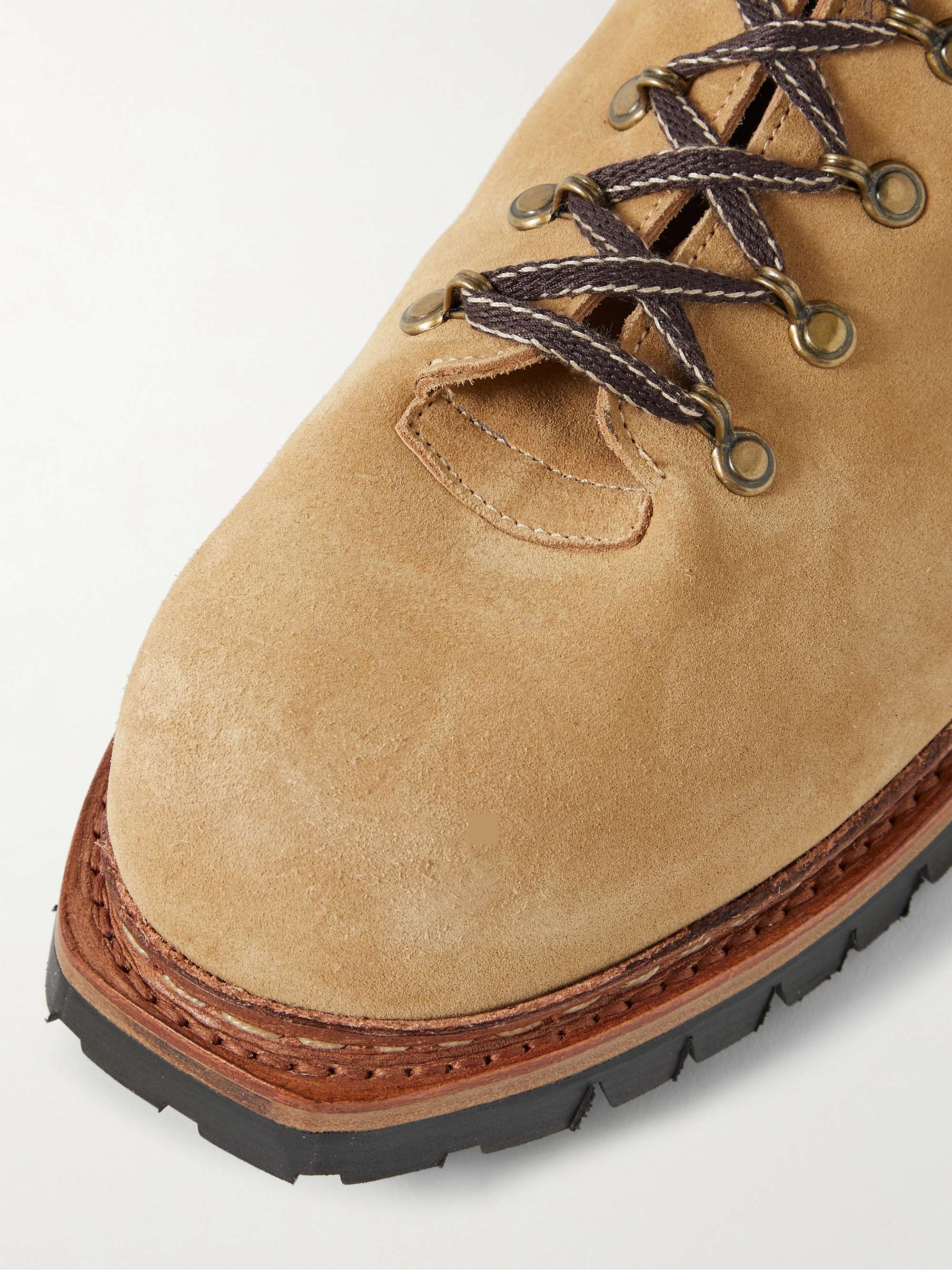 GEORGE CLEVERLEY Ernest Shearling-Lined Cross-Grain Leather Lace-Up Boots