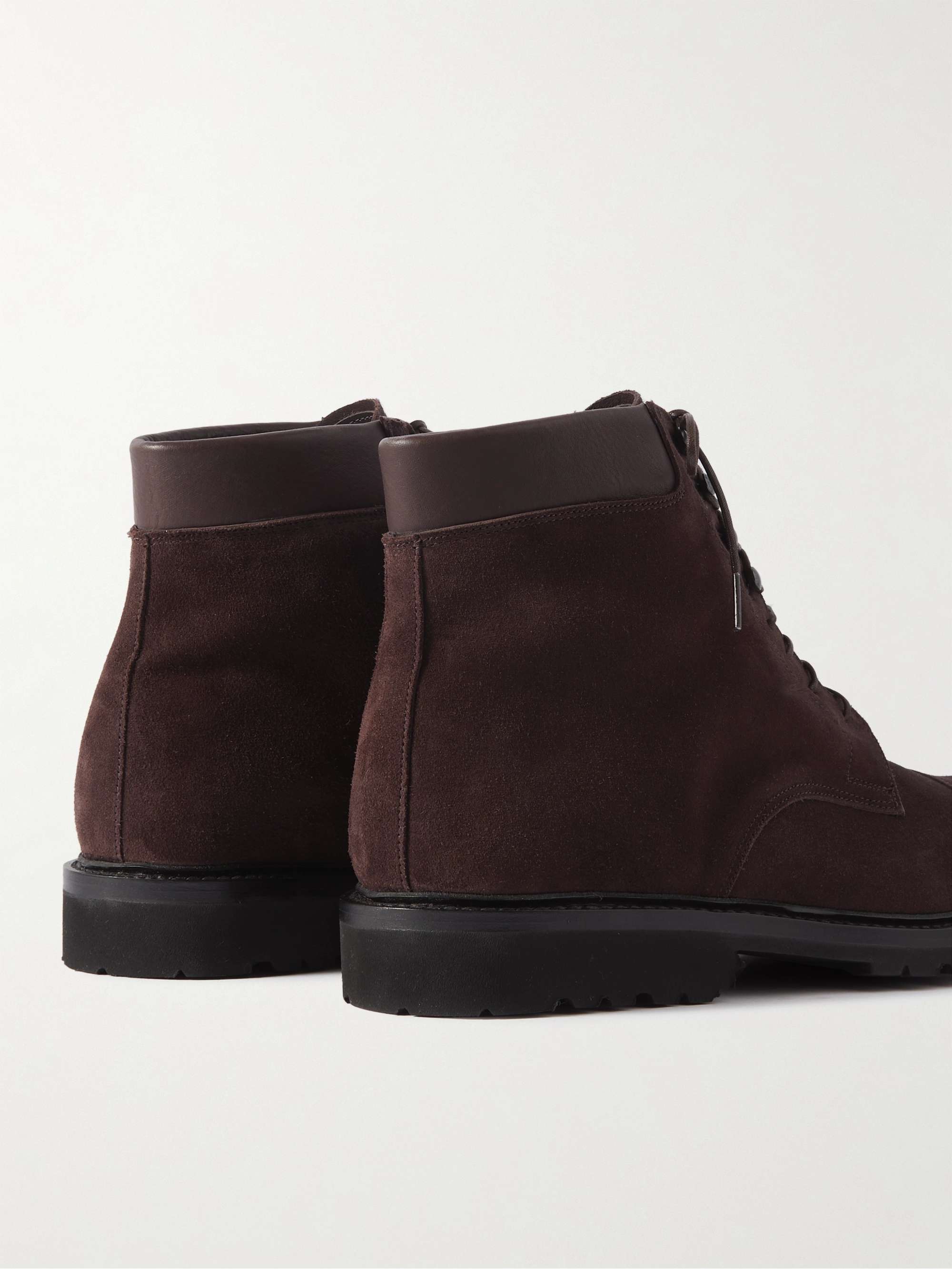 GEORGE CLEVERLEY Taron Leather-Trimmed Suede Derby Boots