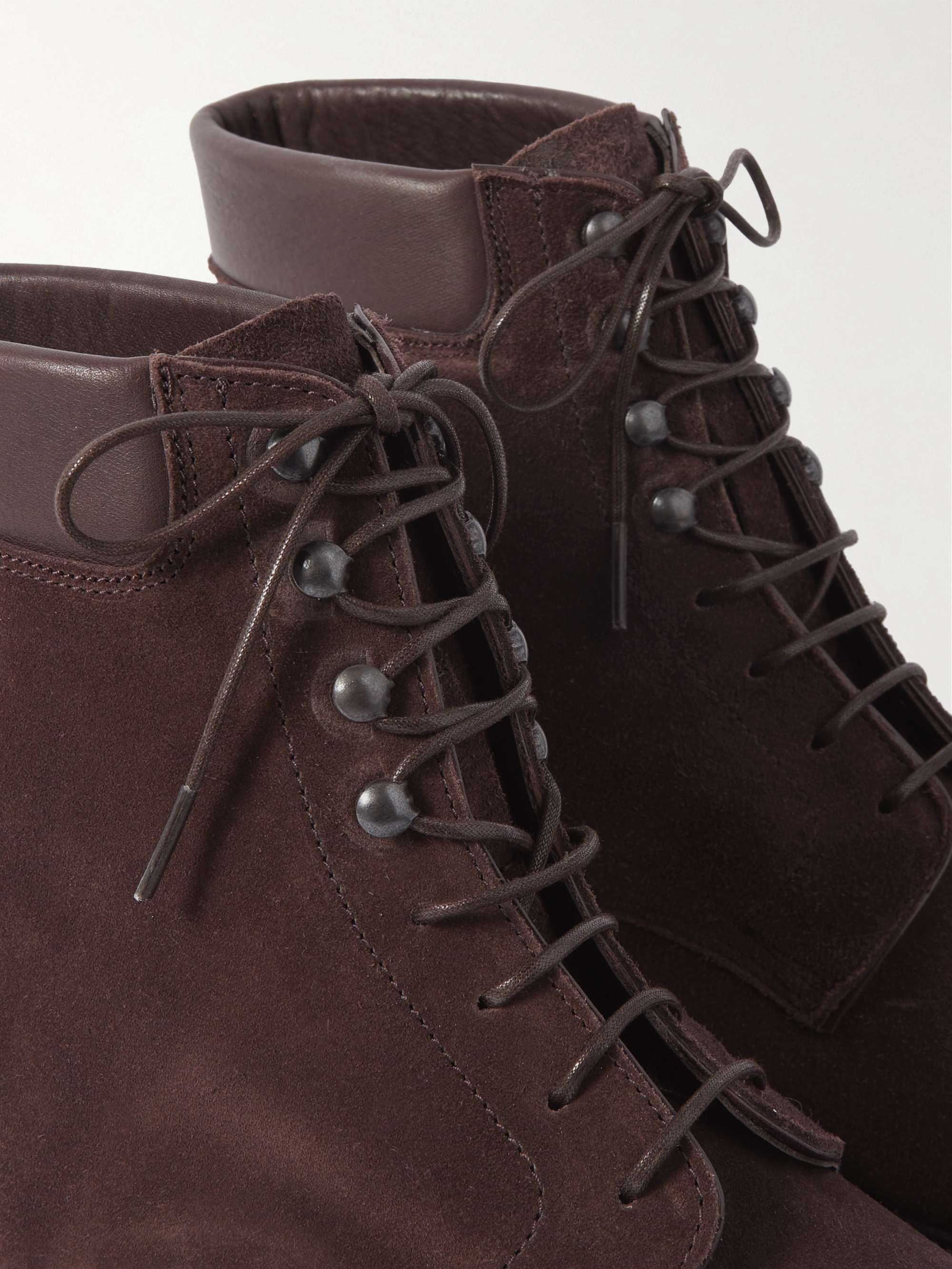 GEORGE CLEVERLEY Taron Leather-Trimmed Suede Derby Boots