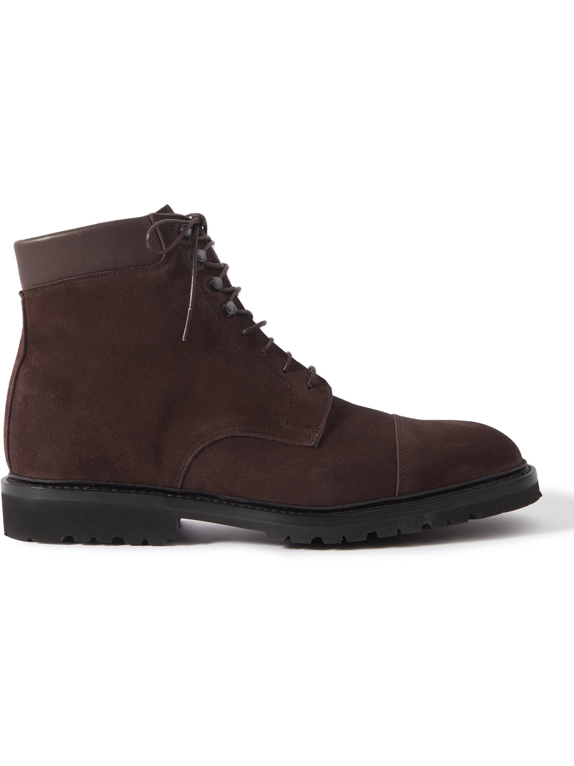 George Cleverley Taron Leather-trimmed Suede Derby Boots In Brown