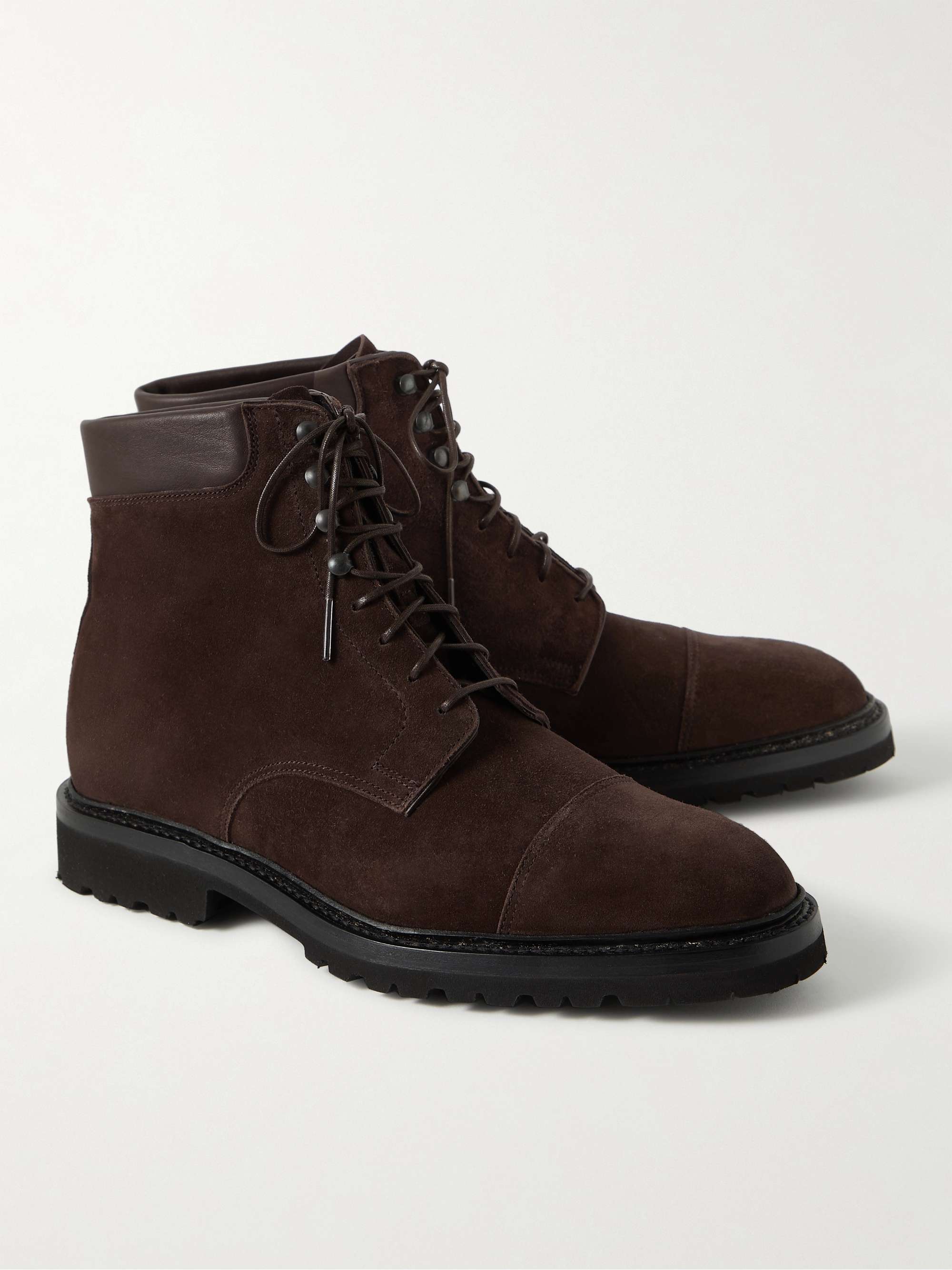GEORGE CLEVERLEY Taron Leather-Trimmed Suede Boots