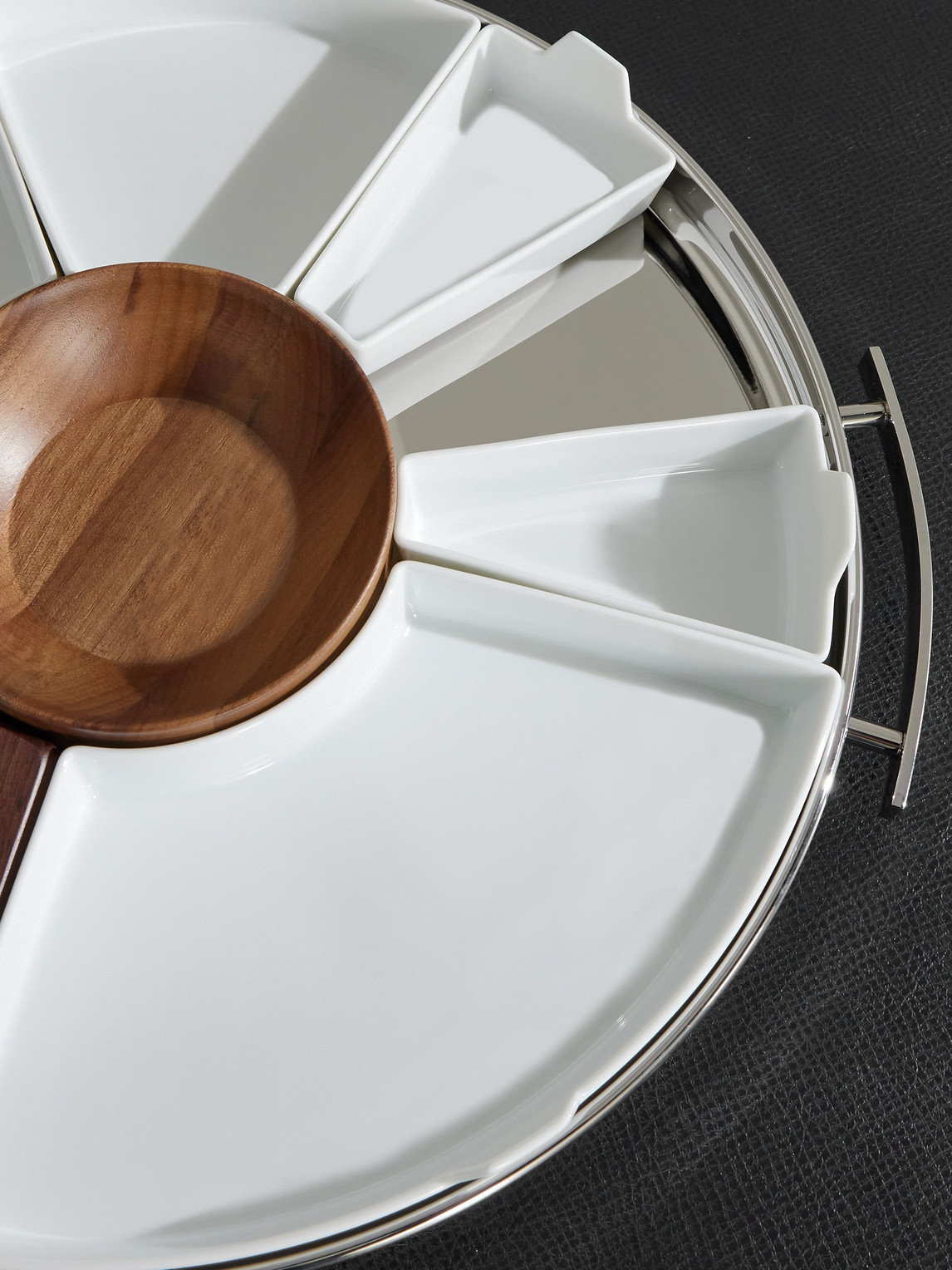 Christofle Mood Stainless Steel, Walnut & Porcelain 10-piece Party Tray In Multi