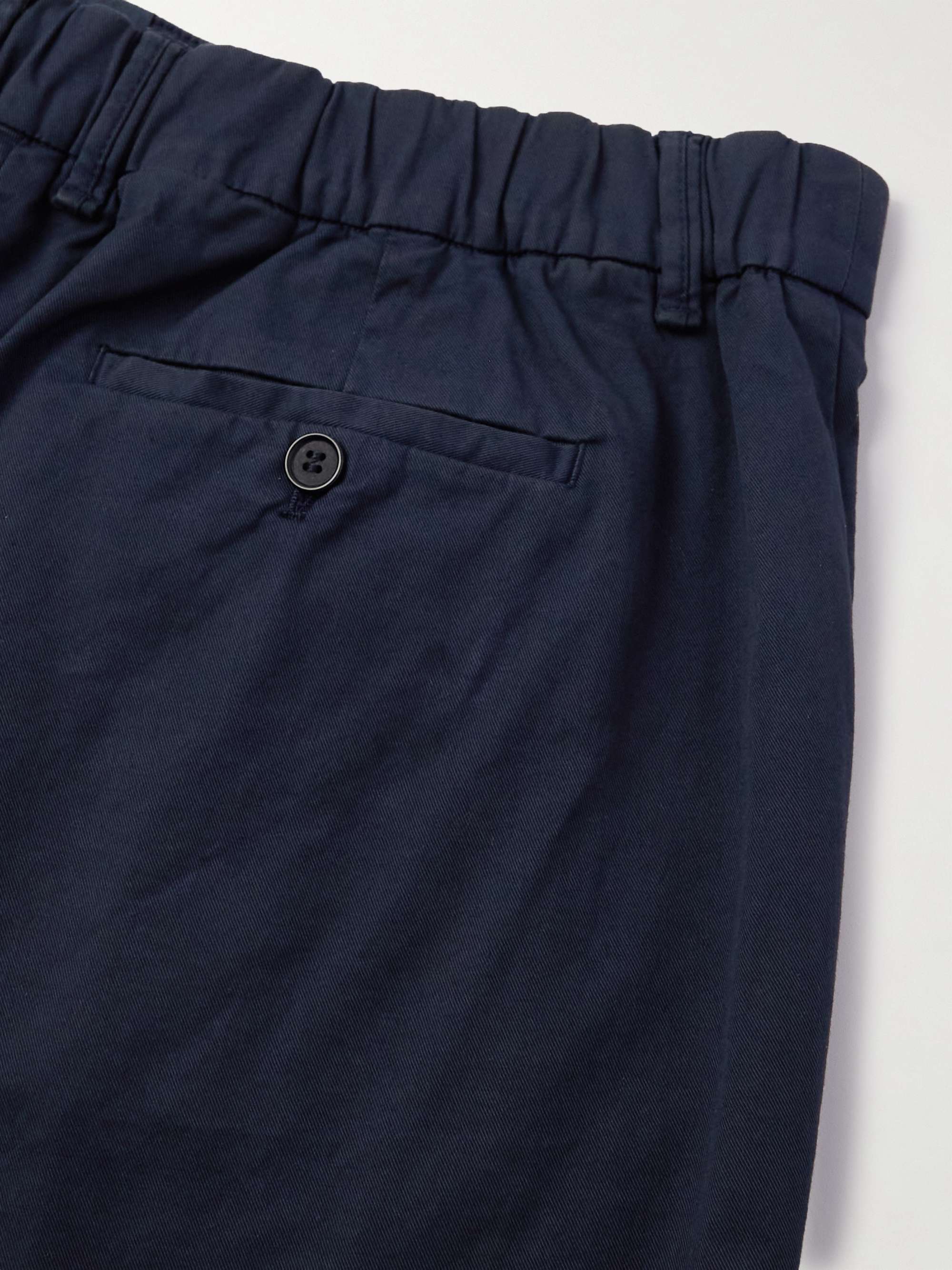 GIORGIO ARMANI Straight-Leg Pleated Stretch-Cotton Twill Shorts