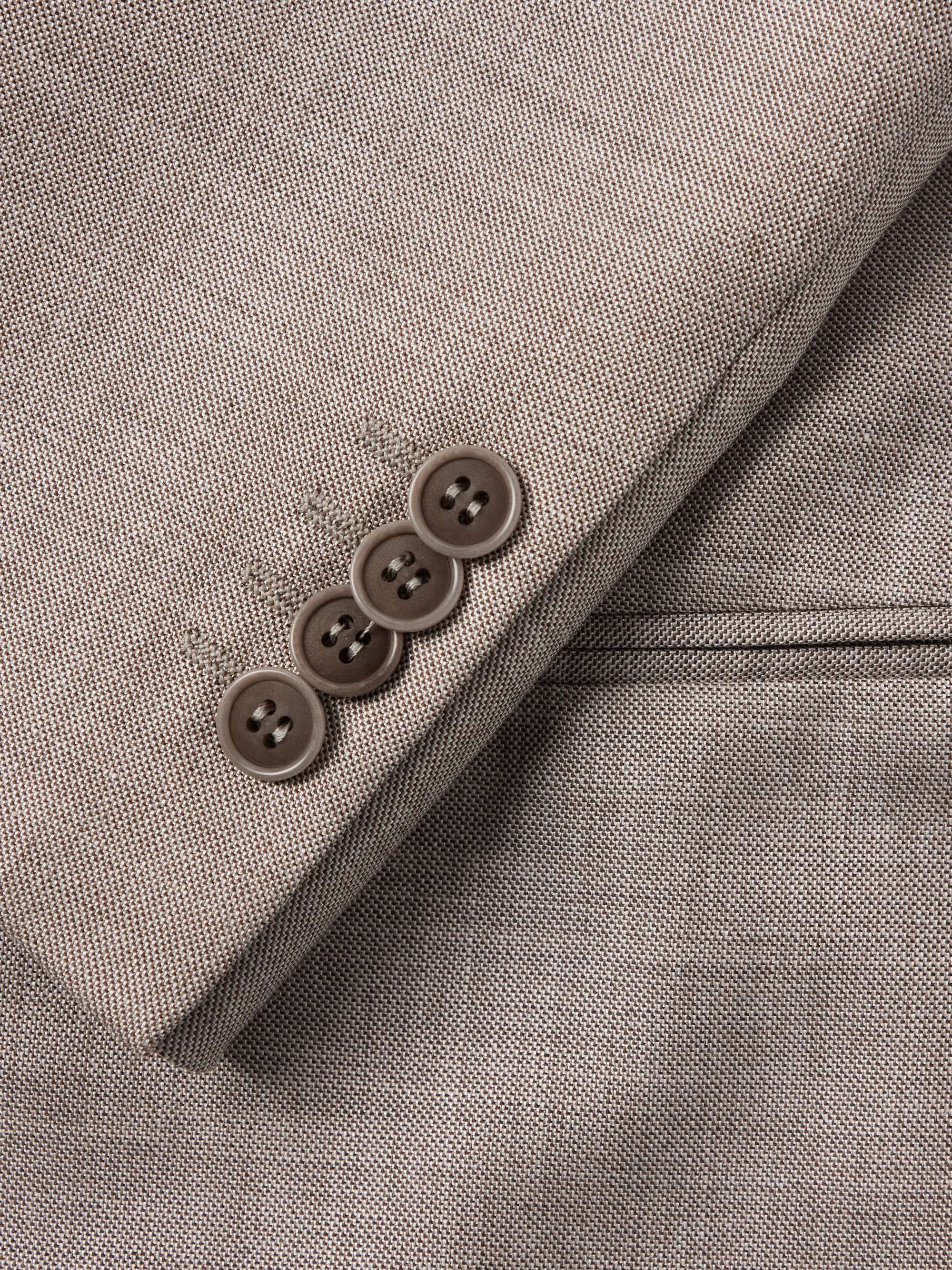 GIORGIO ARMANI Double-Breasted Wool, Silk and Linen-Blend Hopsack Suit