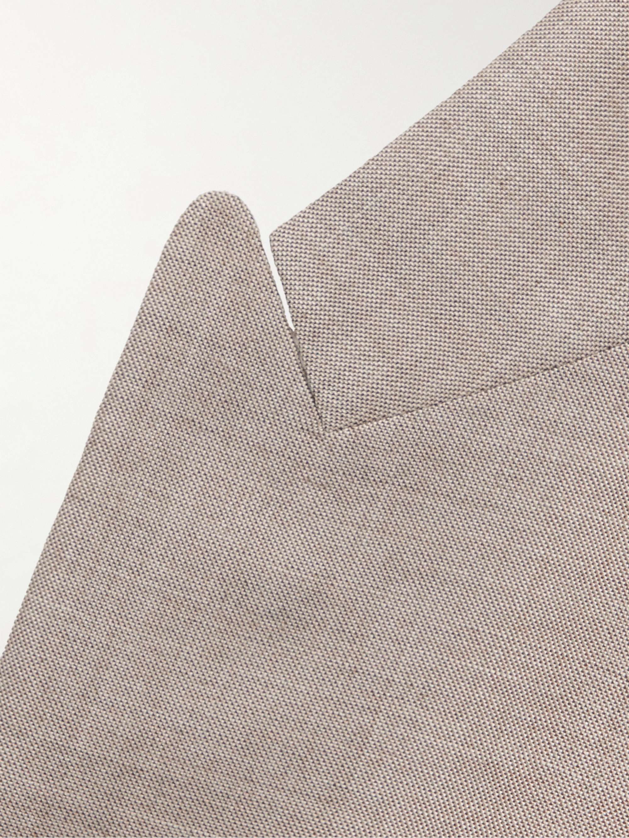GIORGIO ARMANI Double-Breasted Wool, Silk and Linen-Blend Hopsack Suit