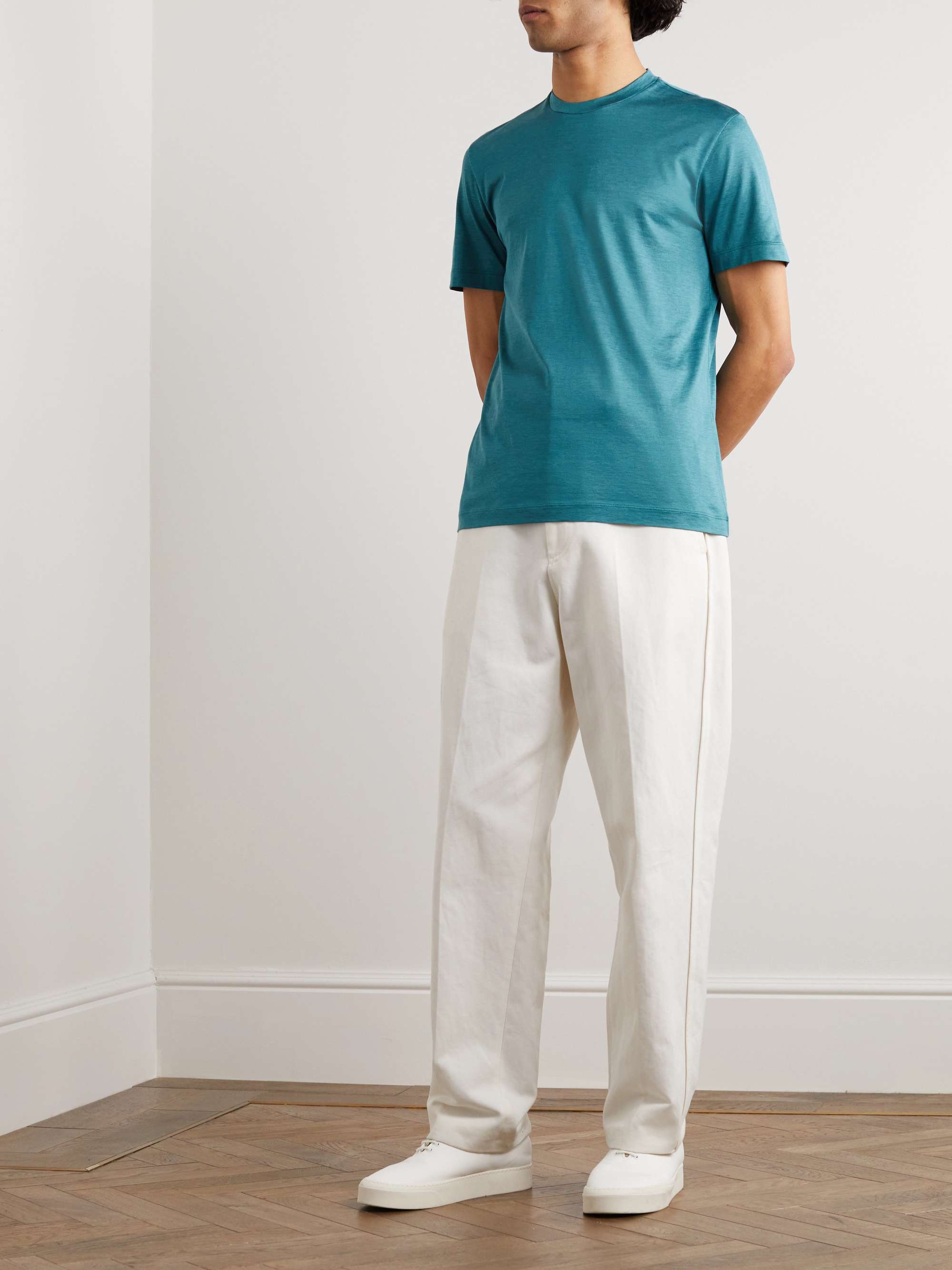 GIORGIO ARMANI Silk and Cotton-Blend Jersey T-Shirt