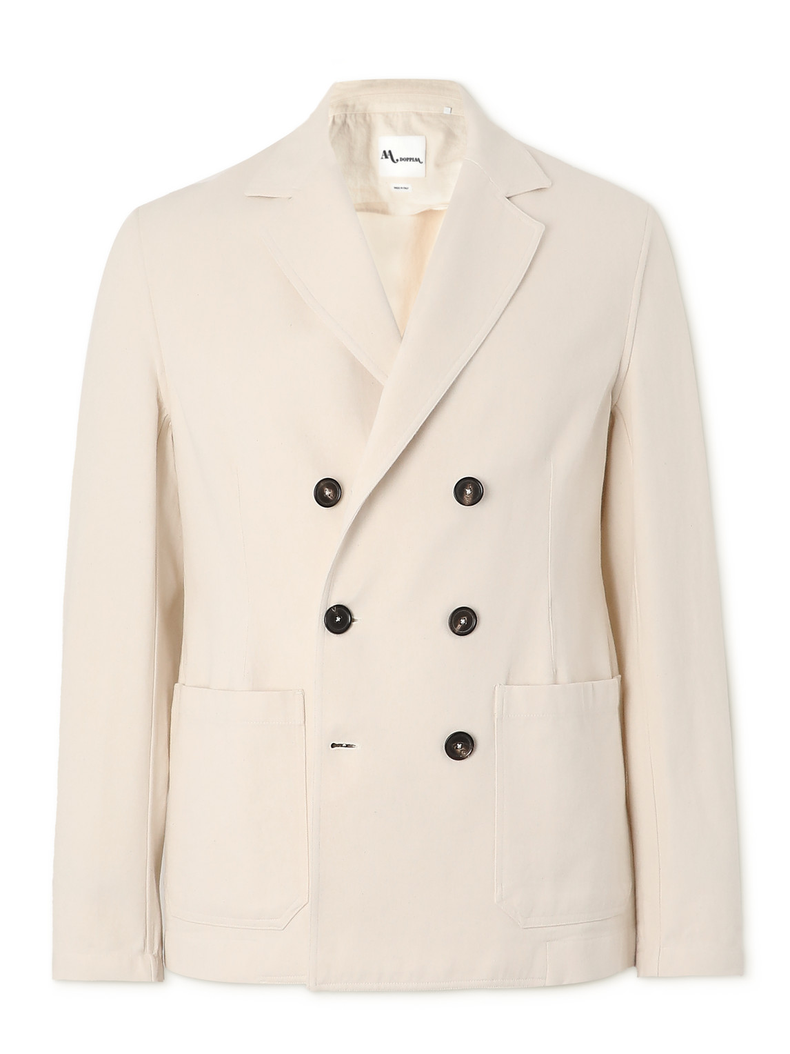 Doppiaa Cream Double-breasted Jacket In Cotton In White