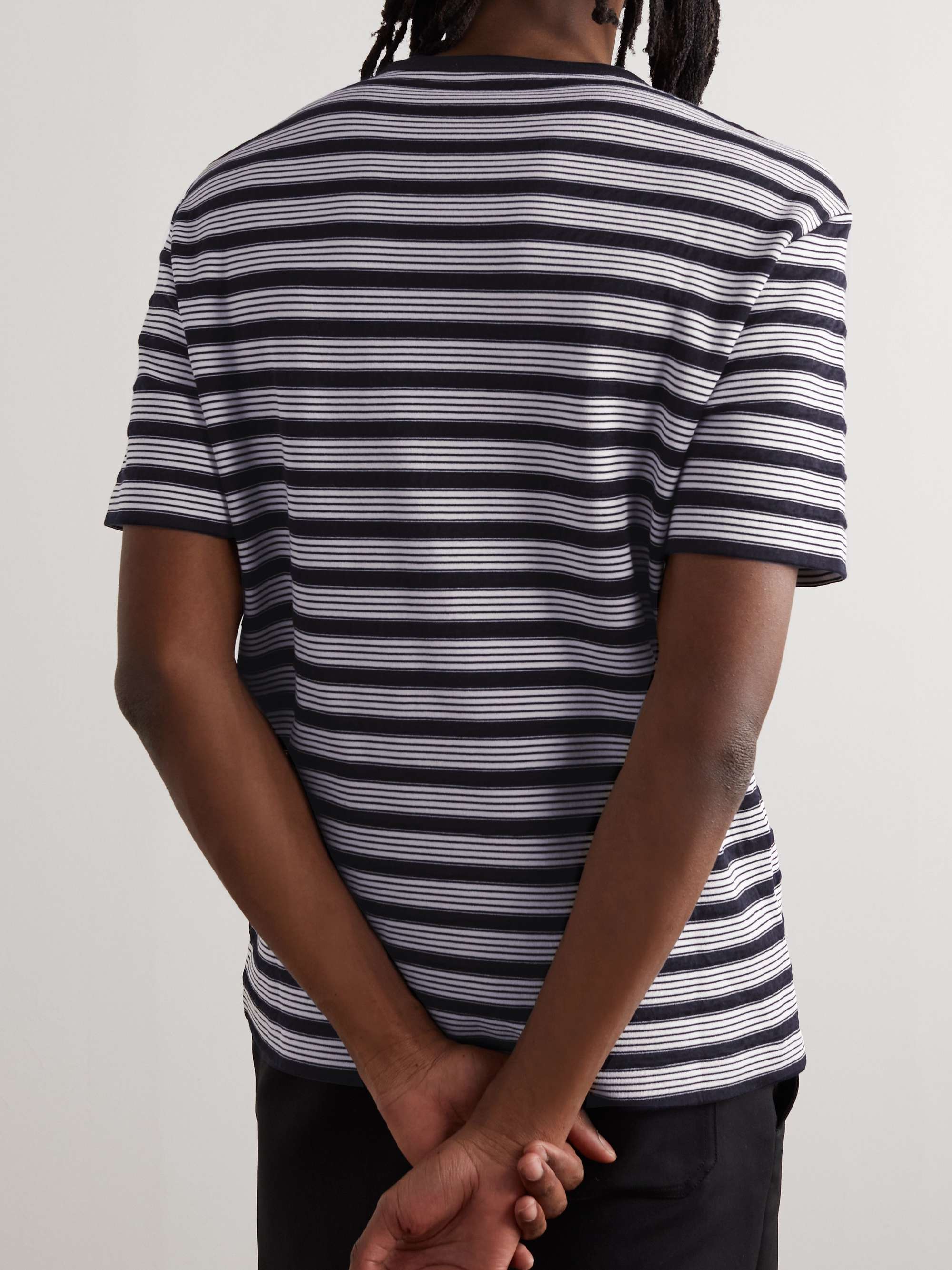 GIORGIO ARMANI Striped Cotton-Blend Jersey T-Shirt