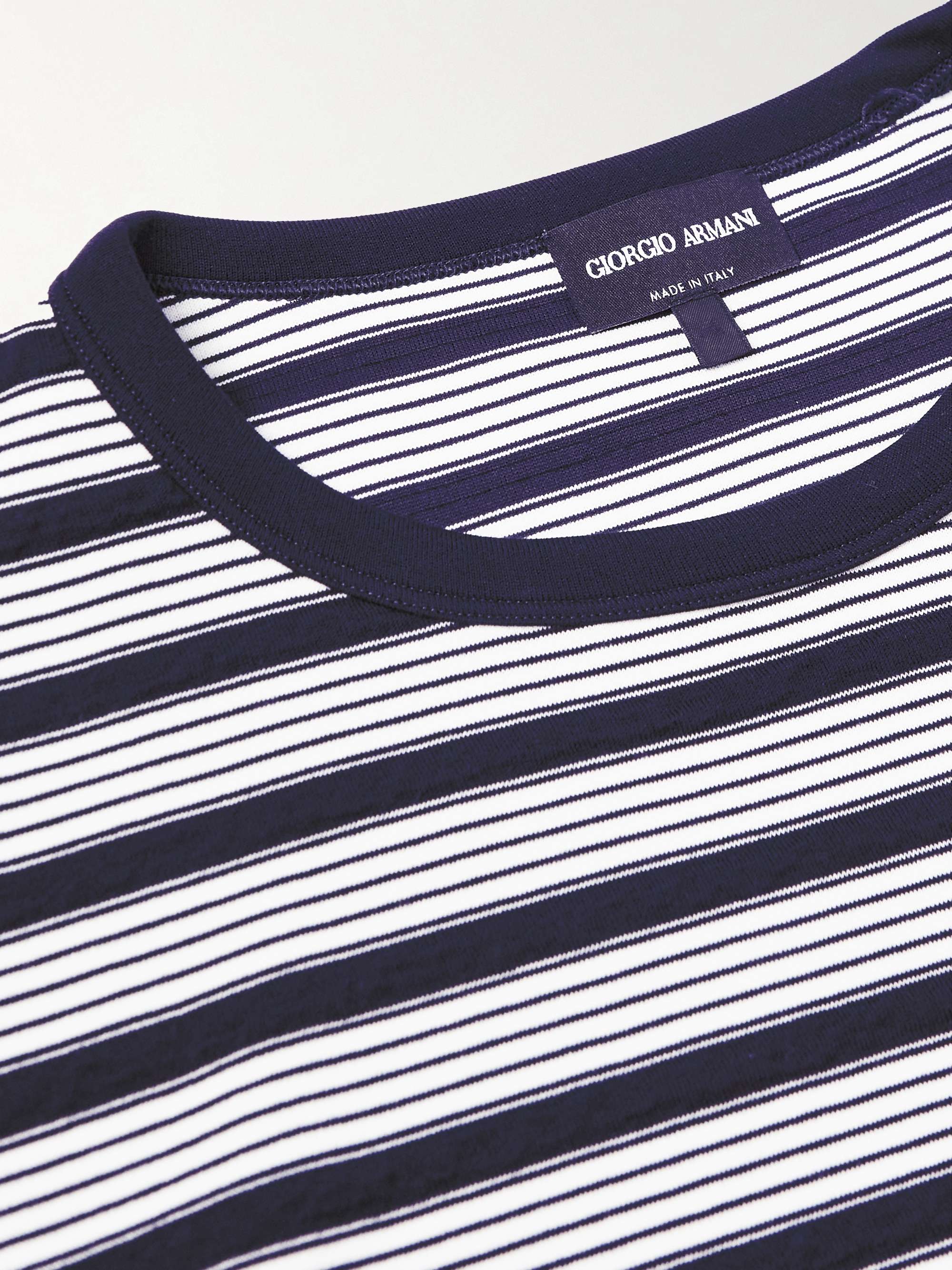 GIORGIO ARMANI Striped Cotton-Blend Jersey T-Shirt