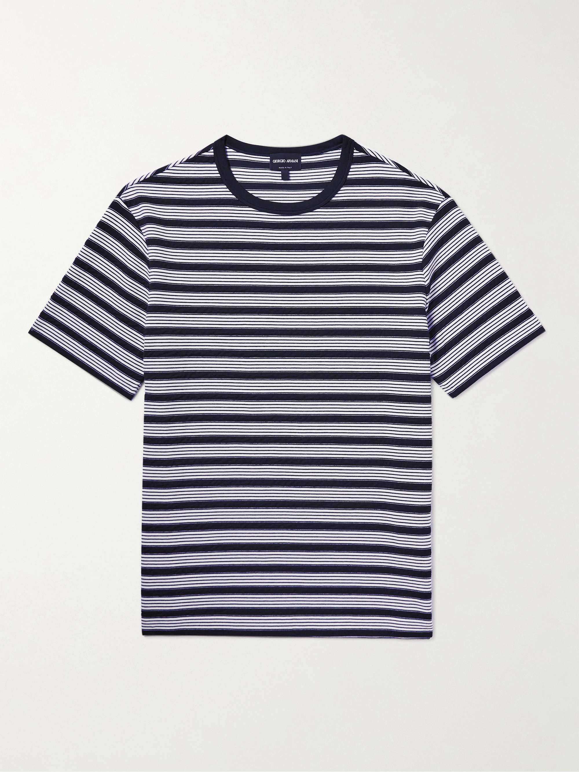 GIORGIO ARMANI Striped Cotton-Blend Jersey T-Shirt