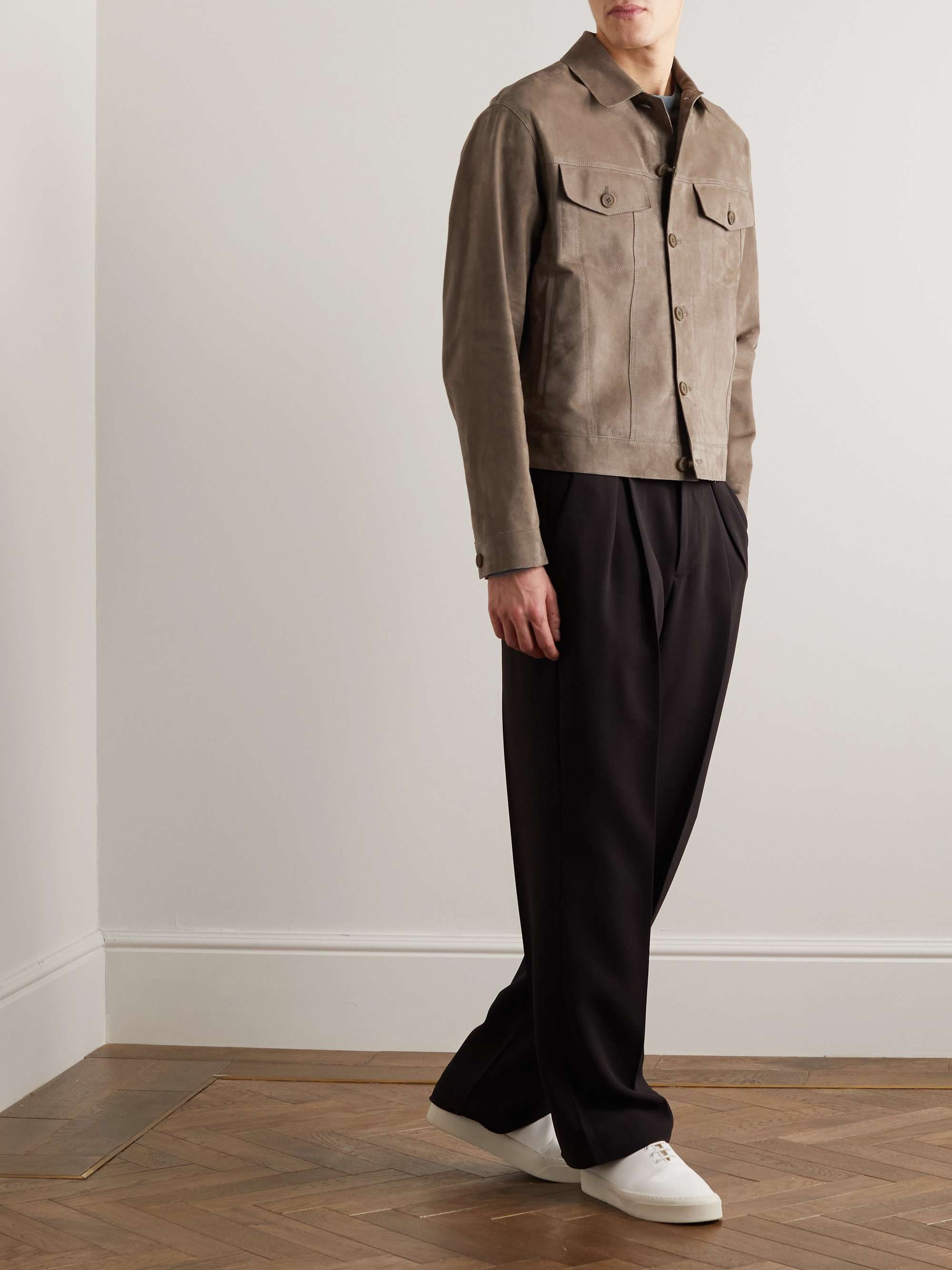 GIORGIO ARMANI Suede Trucker Jacket