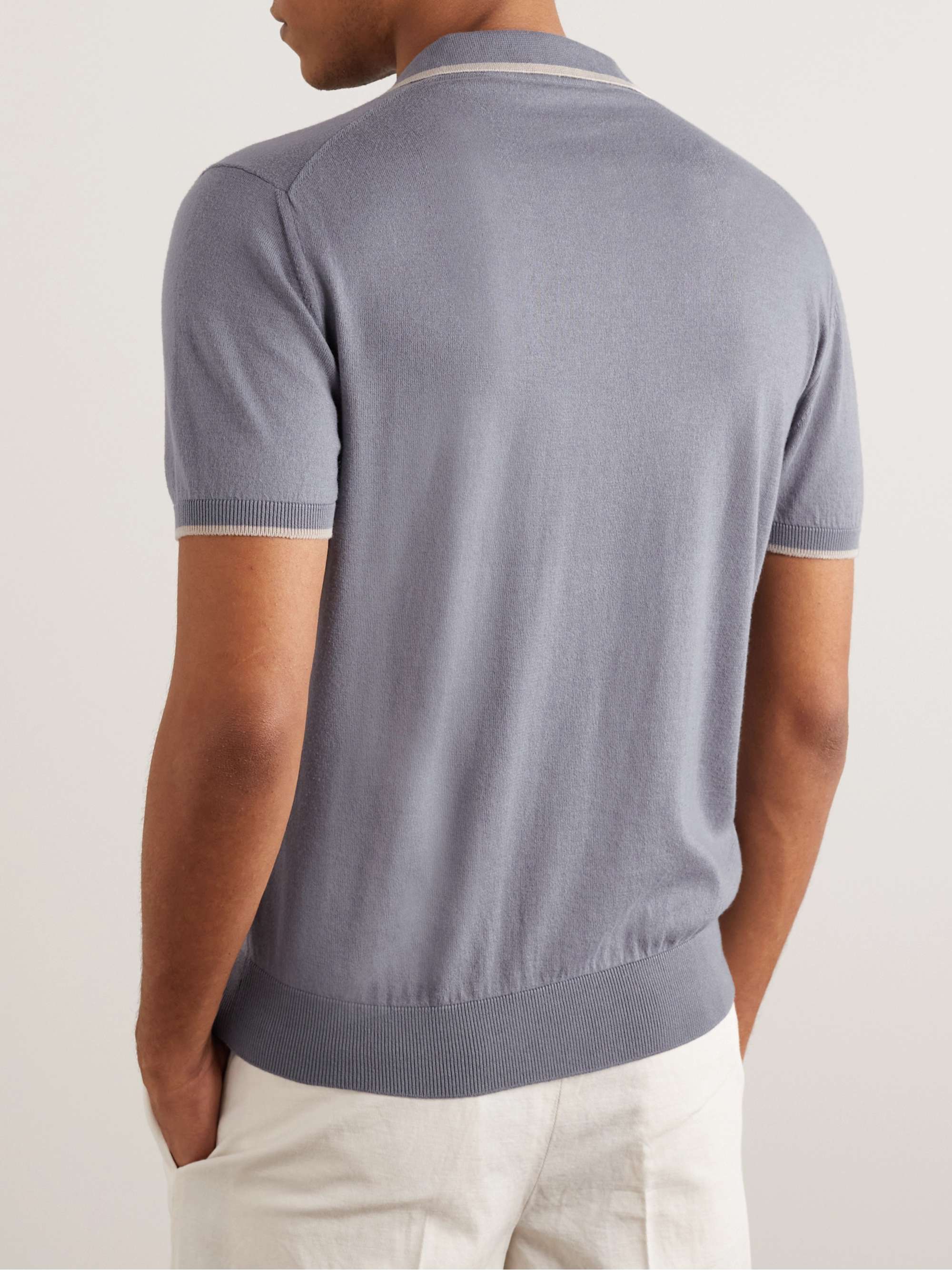GIORGIO ARMANI Cotton and Cashmere-Blend Polo Shirt