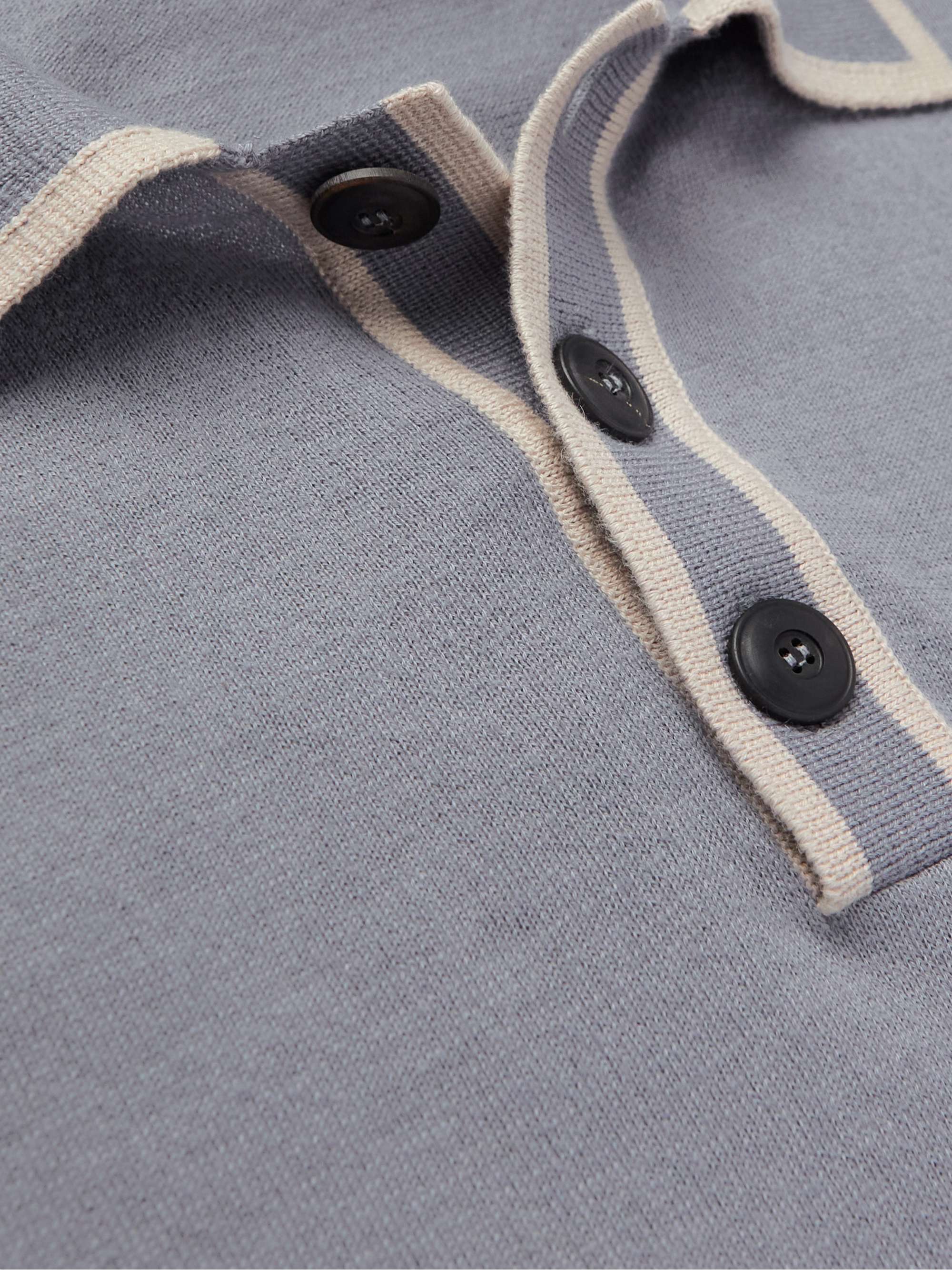 GIORGIO ARMANI Cotton and Cashmere-Blend Polo Shirt