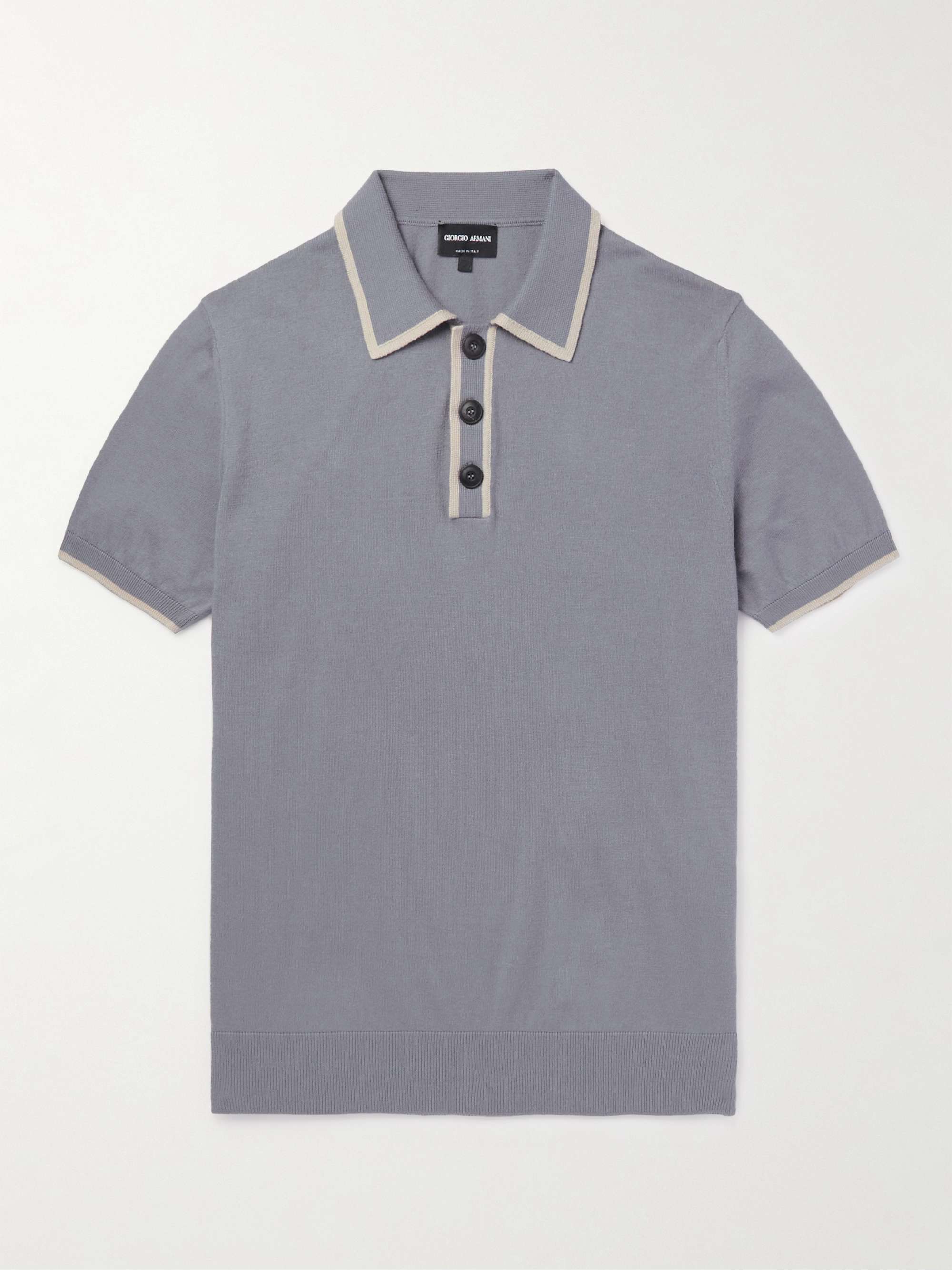 GIORGIO ARMANI Cotton and Cashmere-Blend Polo Shirt