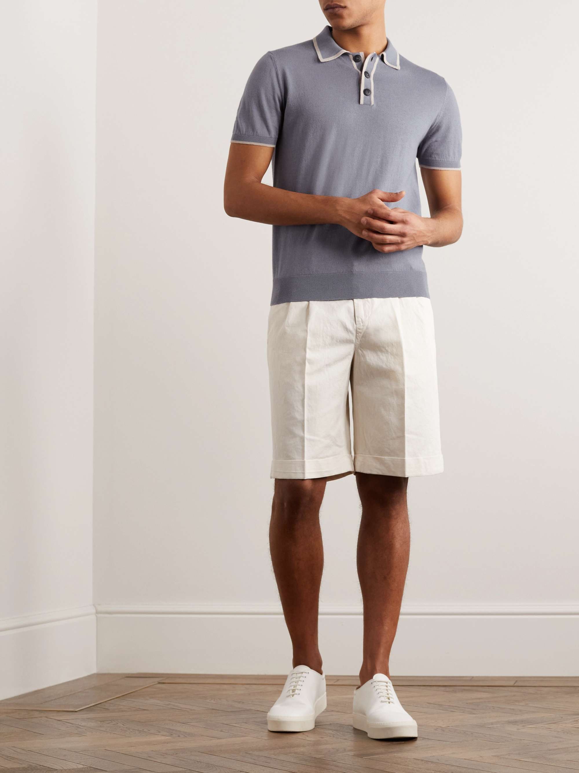 GIORGIO ARMANI Cotton and Cashmere-Blend Polo Shirt