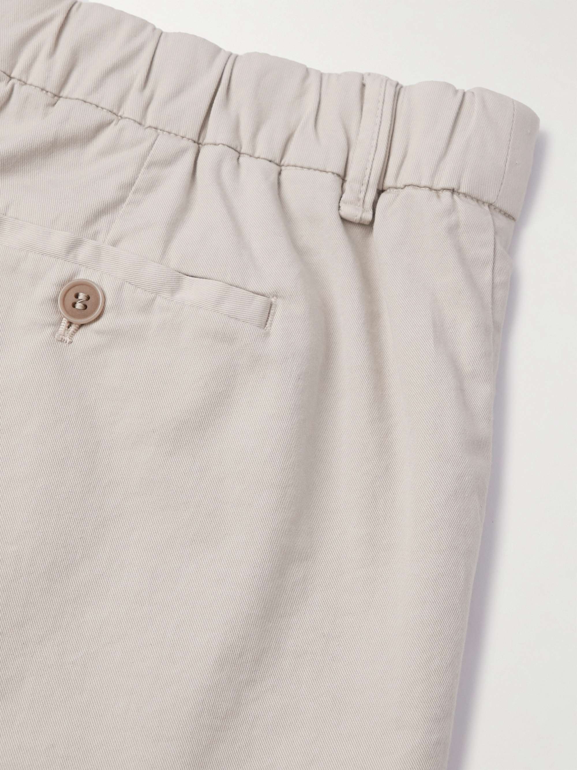 GIORGIO ARMANI Straight-Leg Pleated Stretch-Cotton Twill Shorts