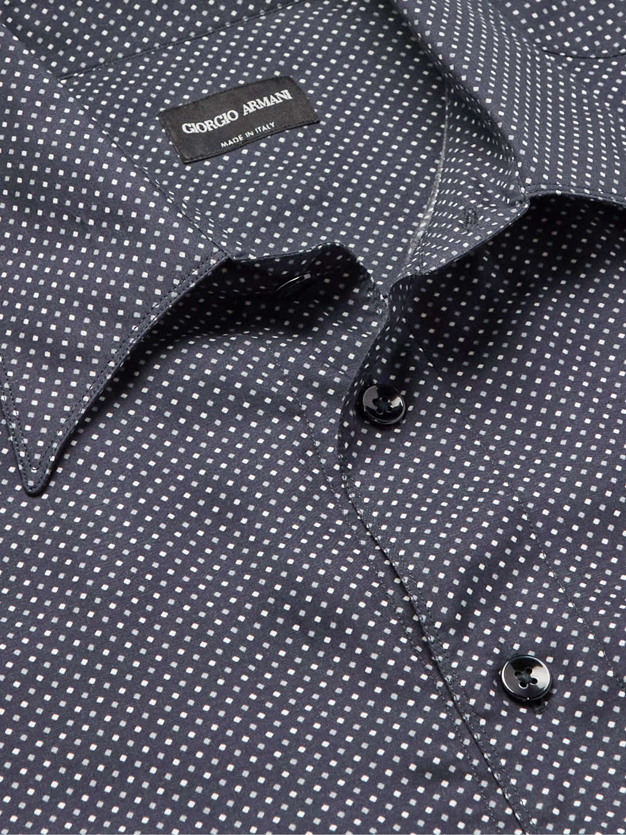 GIORGIO ARMANI Printed Lyocell and Silk-Blend Shirt
