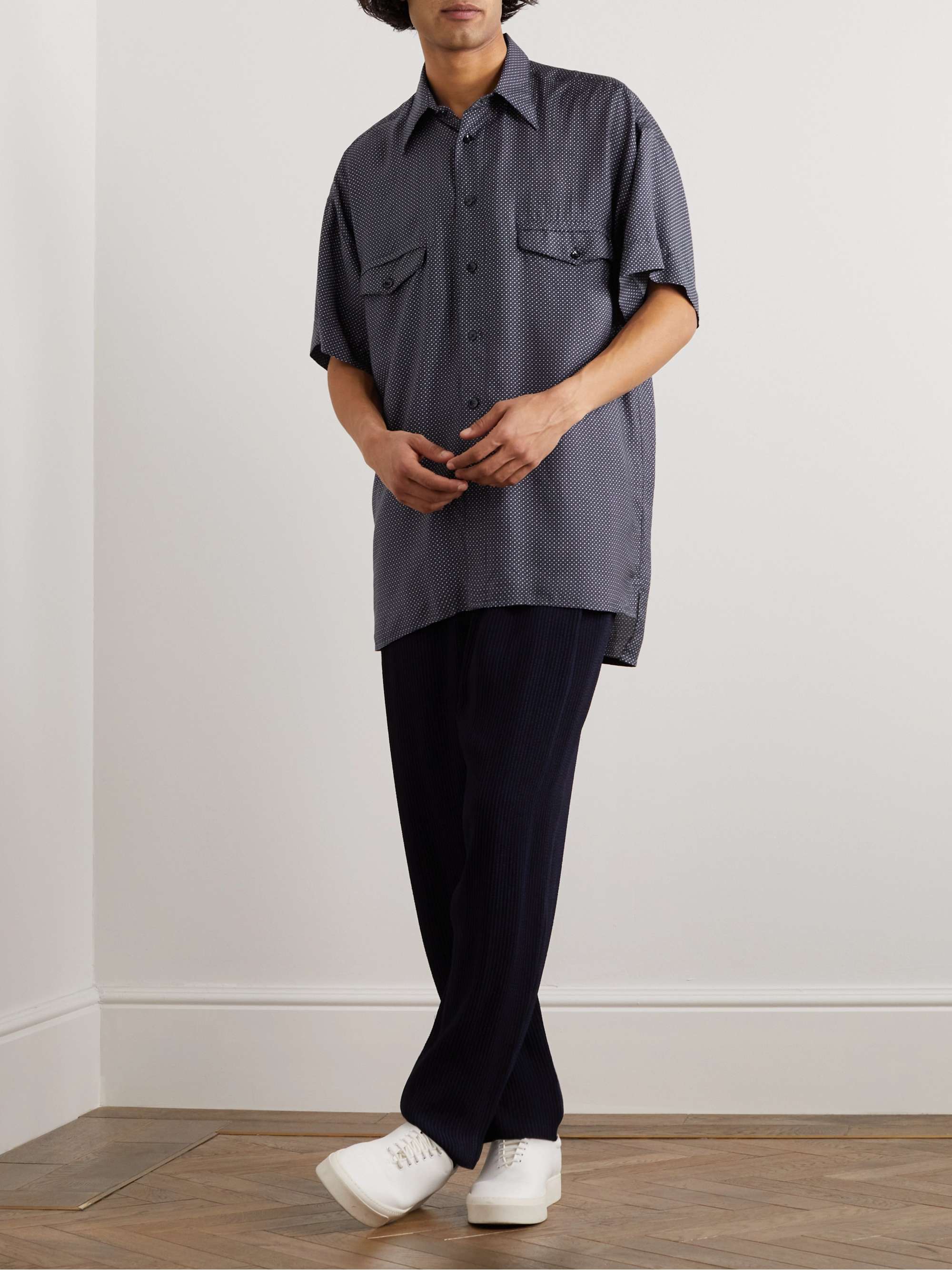 GIORGIO ARMANI Printed Lyocell and Silk-Blend Shirt
