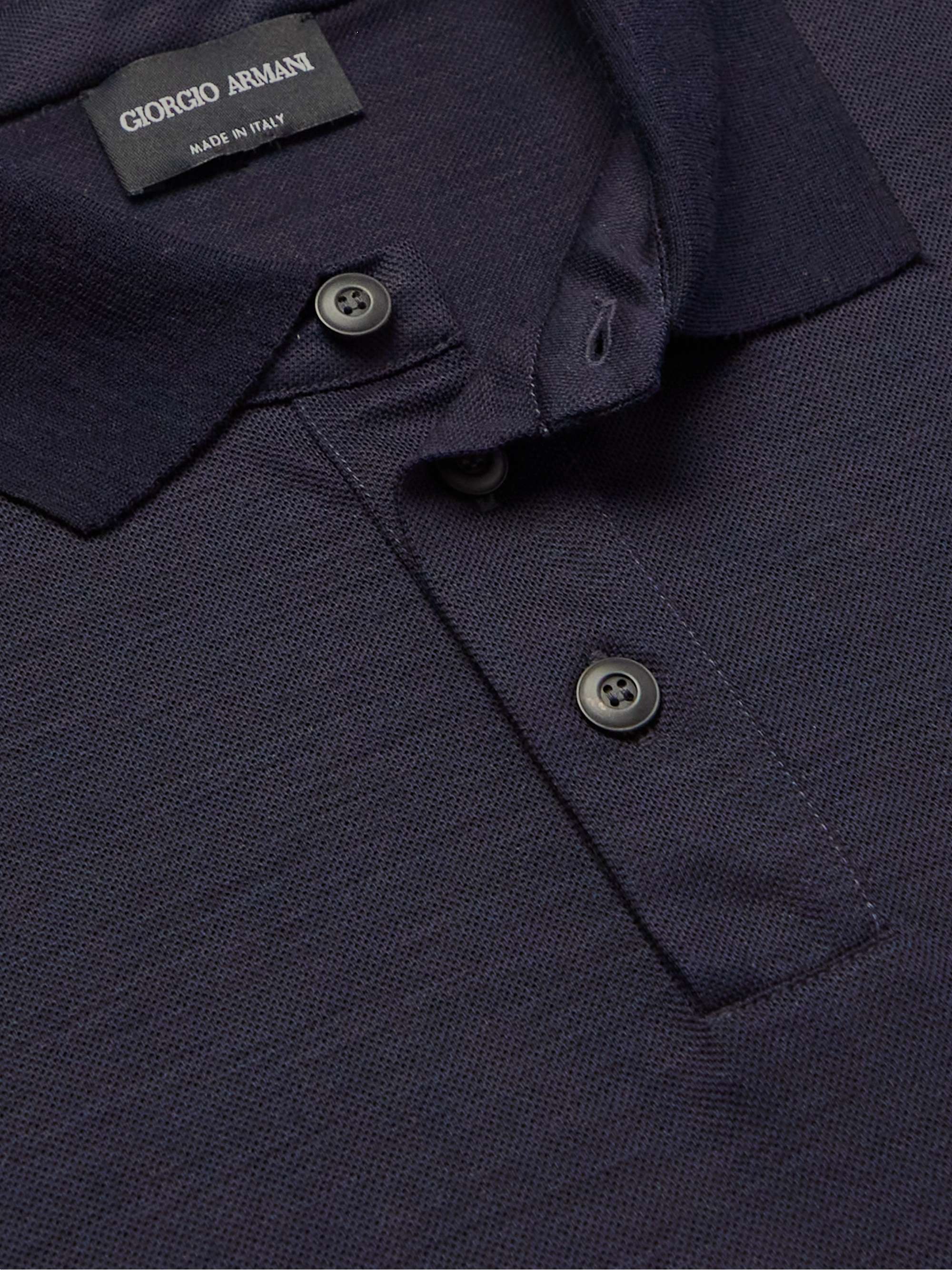 GIORGIO ARMANI Wool-Piqué Polo Shirt