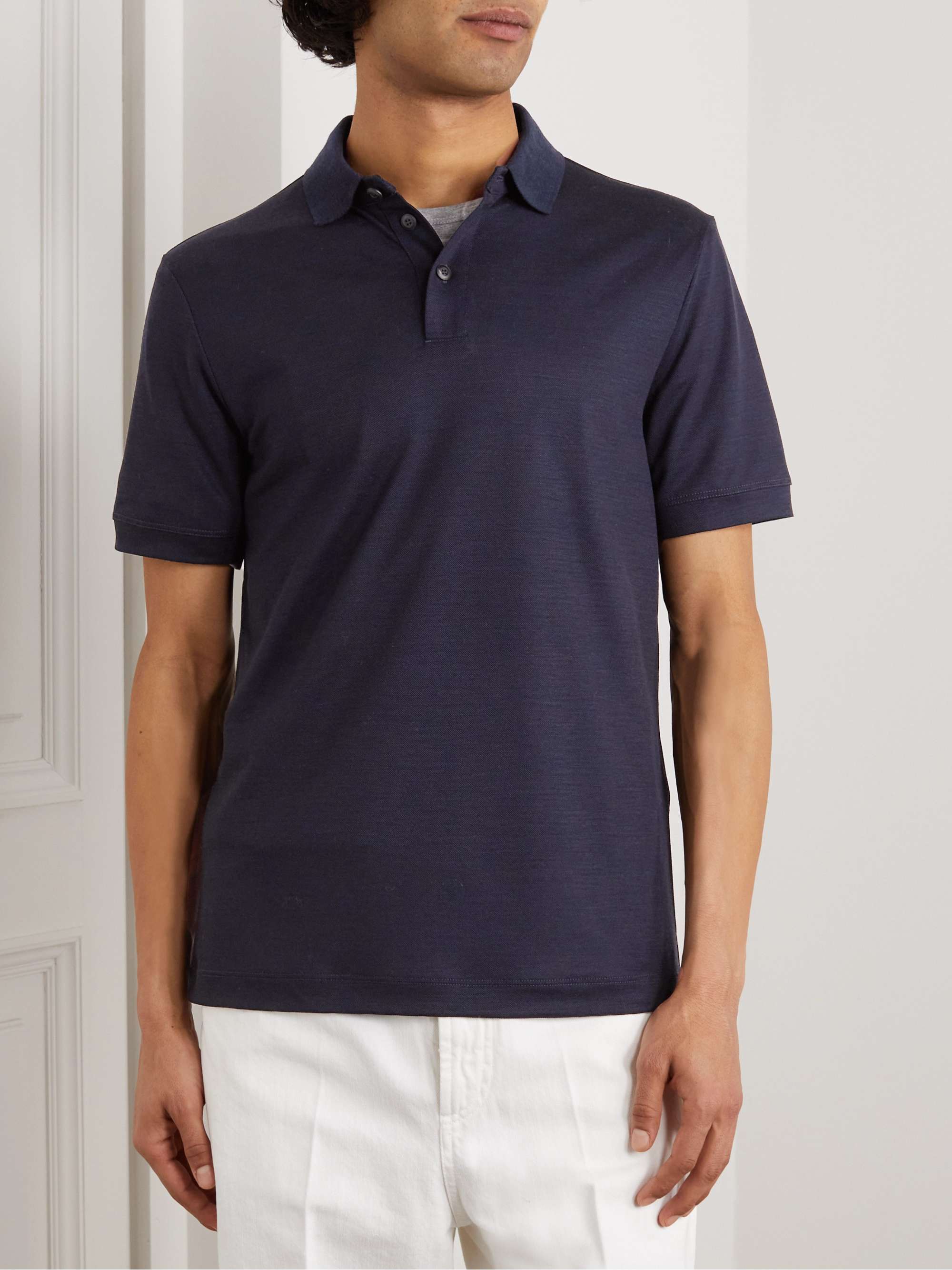 GIORGIO ARMANI Wool-Piqué Polo Shirt