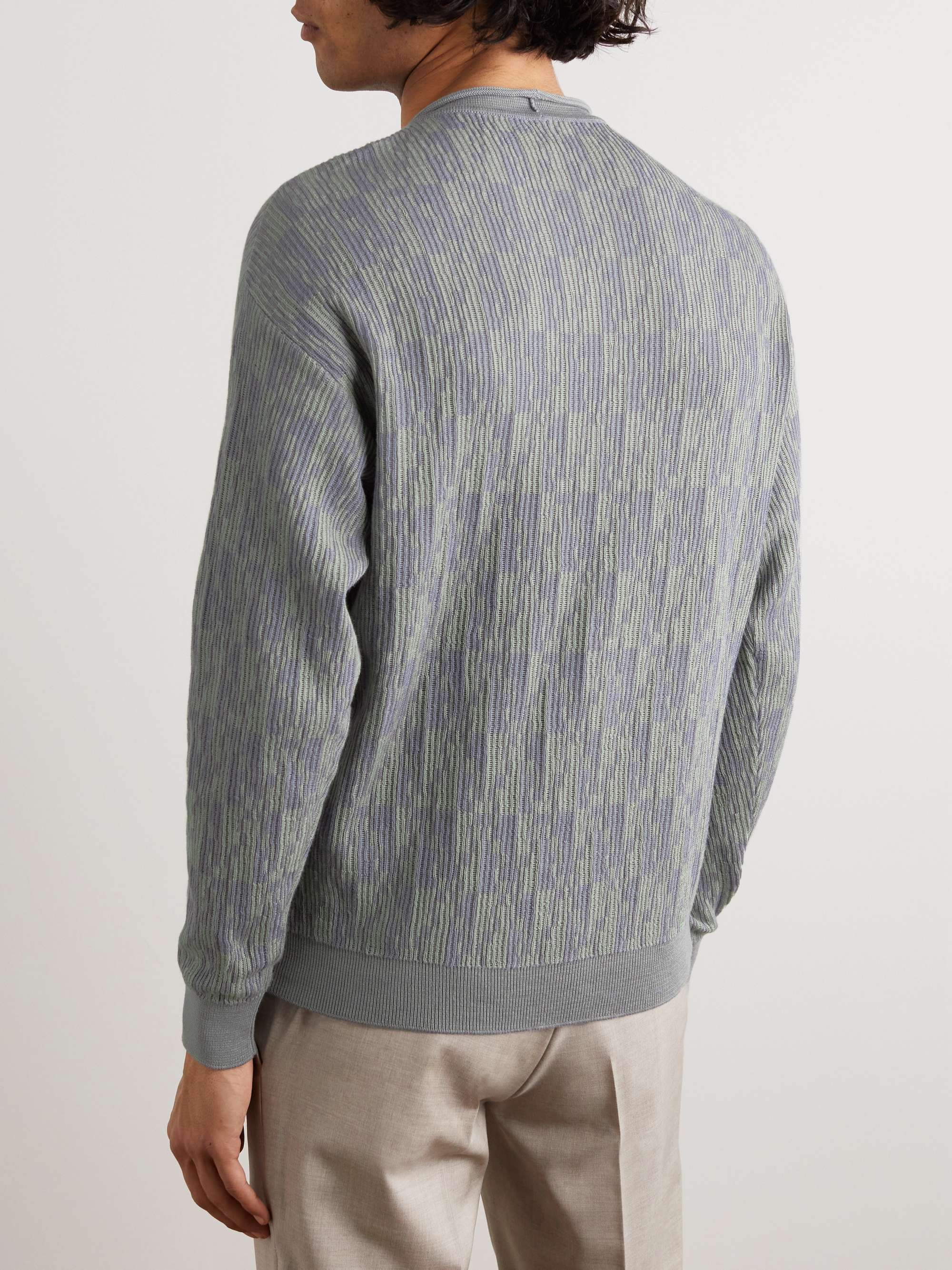 GIORGIO ARMANI Slim-Fit Jacquard-Knit Cotton and Cashmere-Blend Sweater