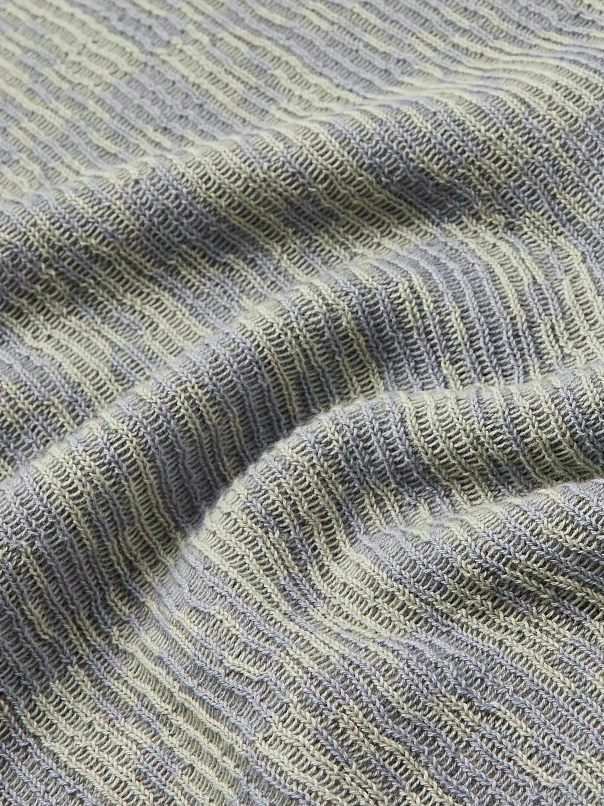 GIORGIO ARMANI Slim-Fit Jacquard-Knit Cotton and Cashmere-Blend Sweater
