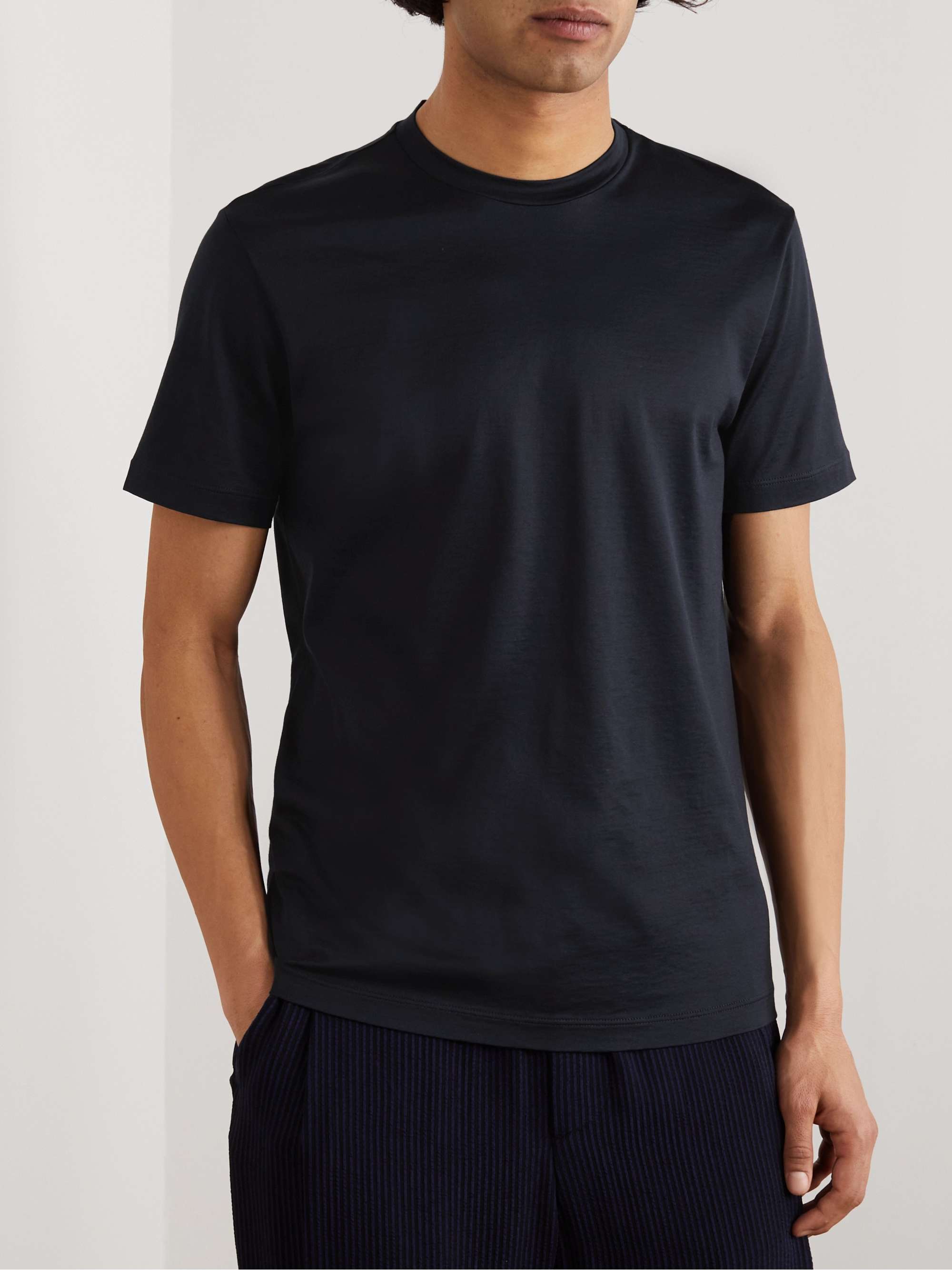 GIORGIO ARMANI Silk and Cotton-Blend Jersey T-Shirt