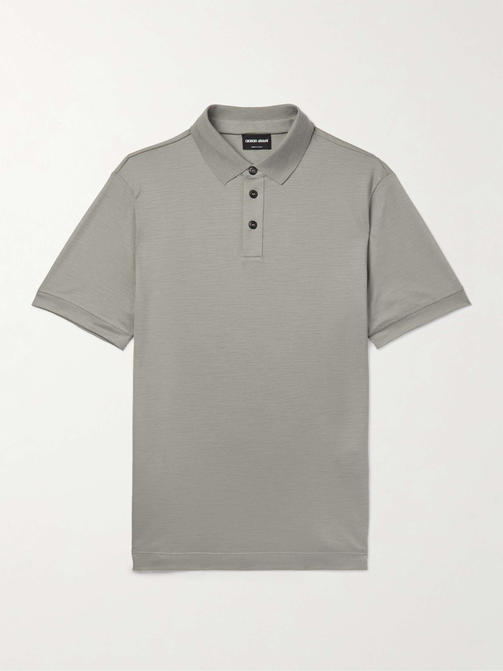 GIORGIO ARMANI Wool-Piqué Polo Shirt for Men | MR PORTER