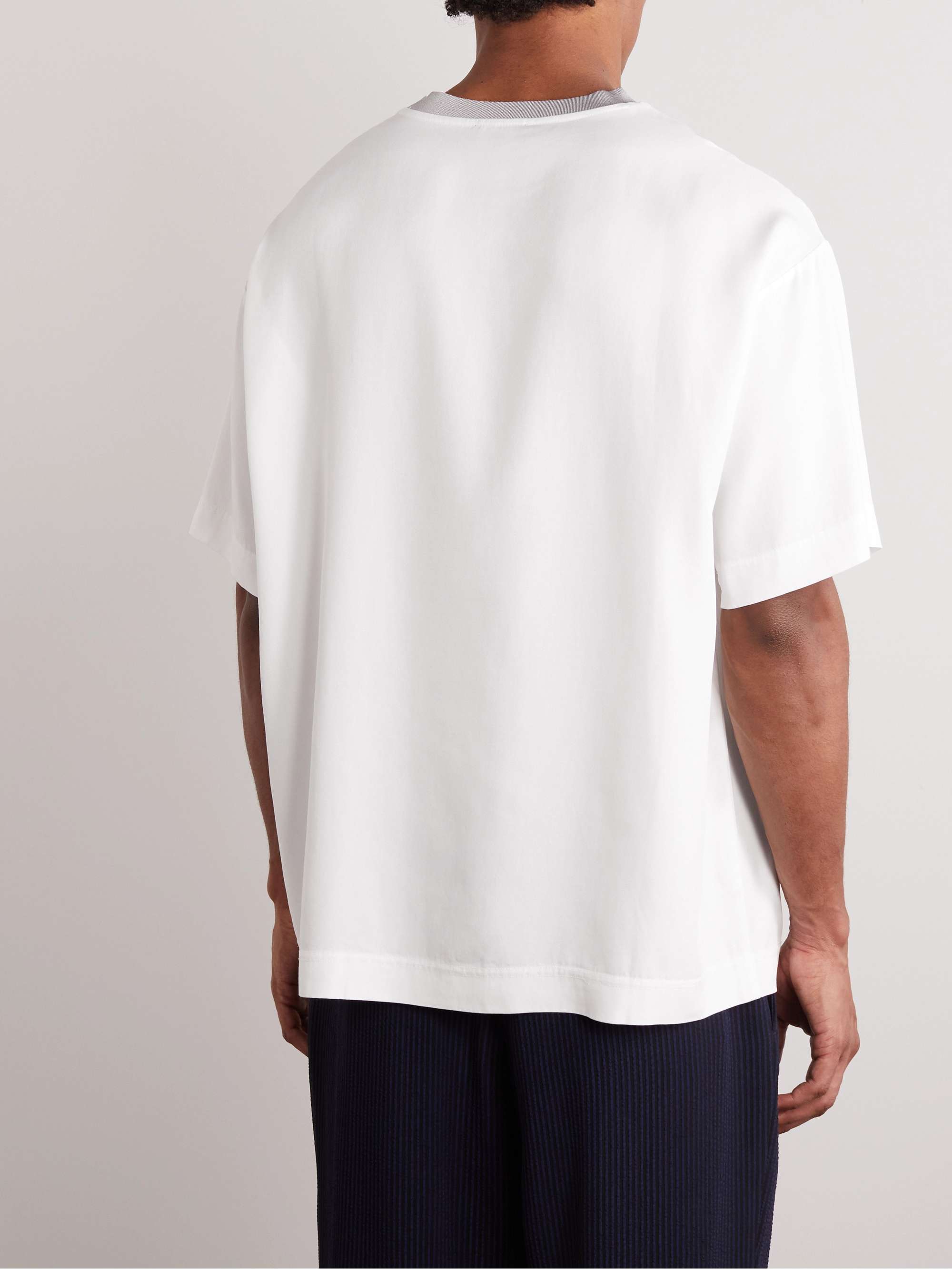 GIORGIO ARMANI Logo-Embroidered Lyocell-Twill T-Shirt
